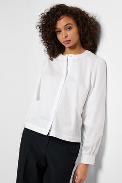 Cortefiel Mandarin collar shirt in 100% organic cotton White