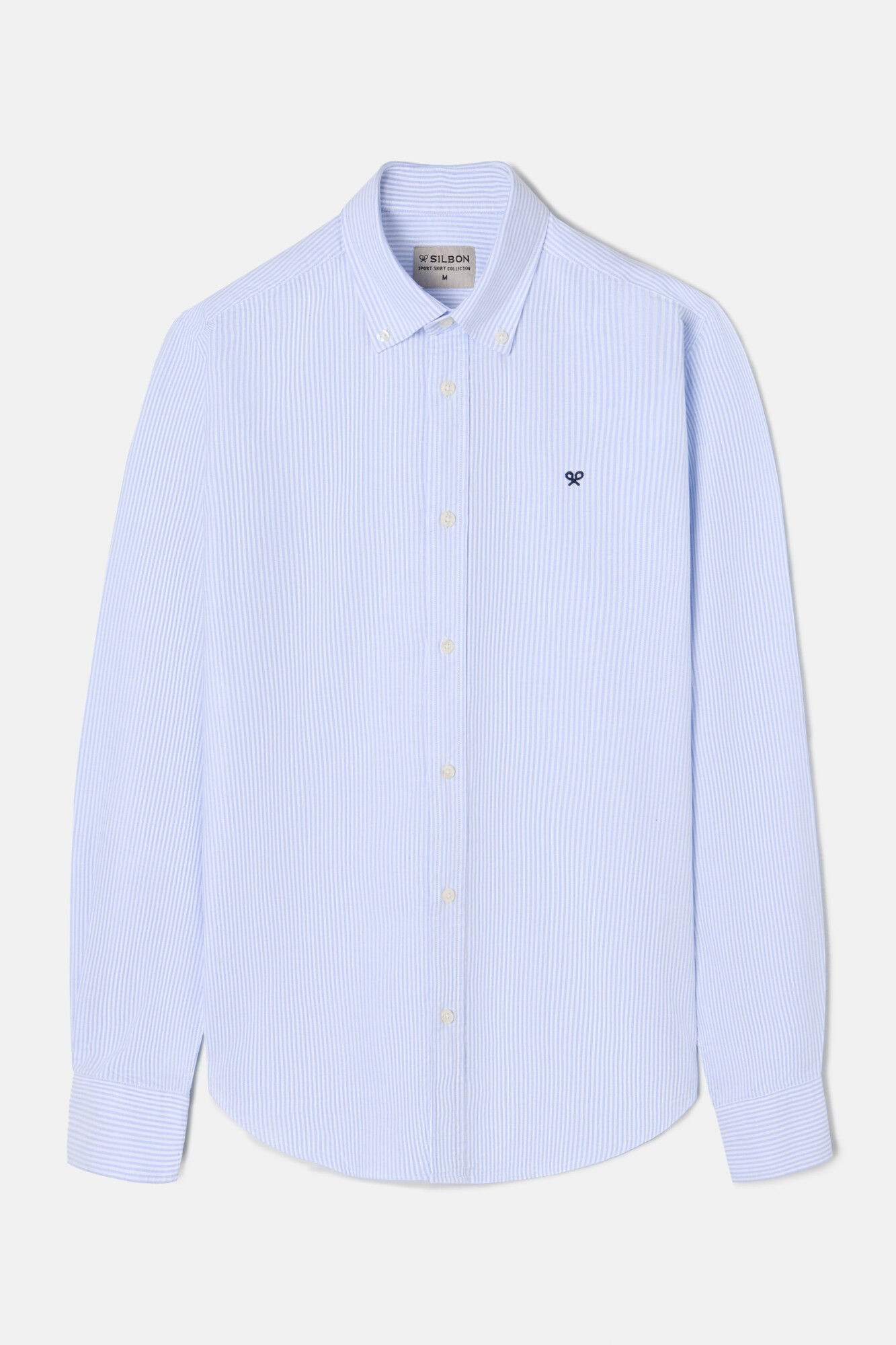 Silbon Camisa esportiva riscas Oxford Azul