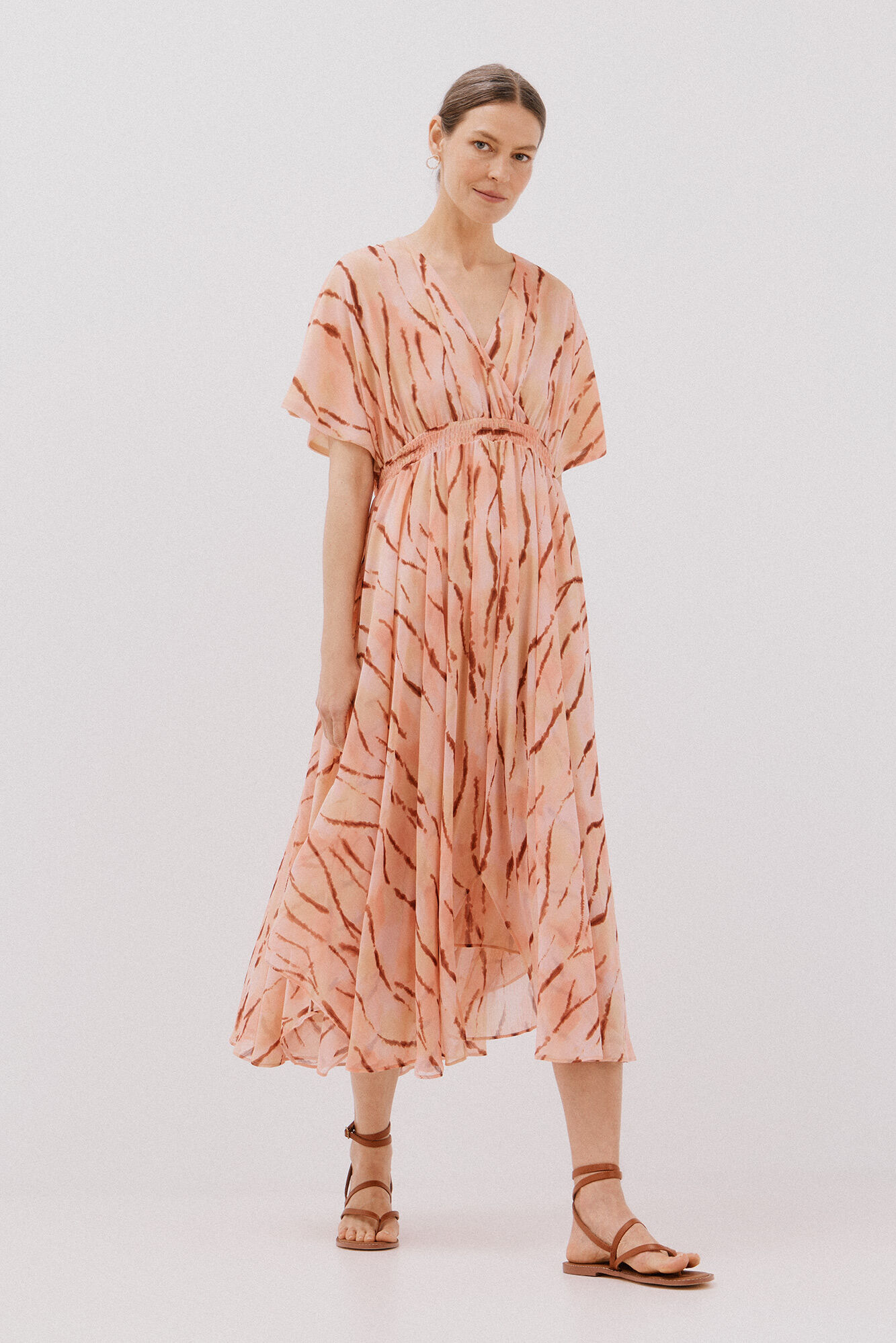 Cortefiel Long fluid print dress Multicolour