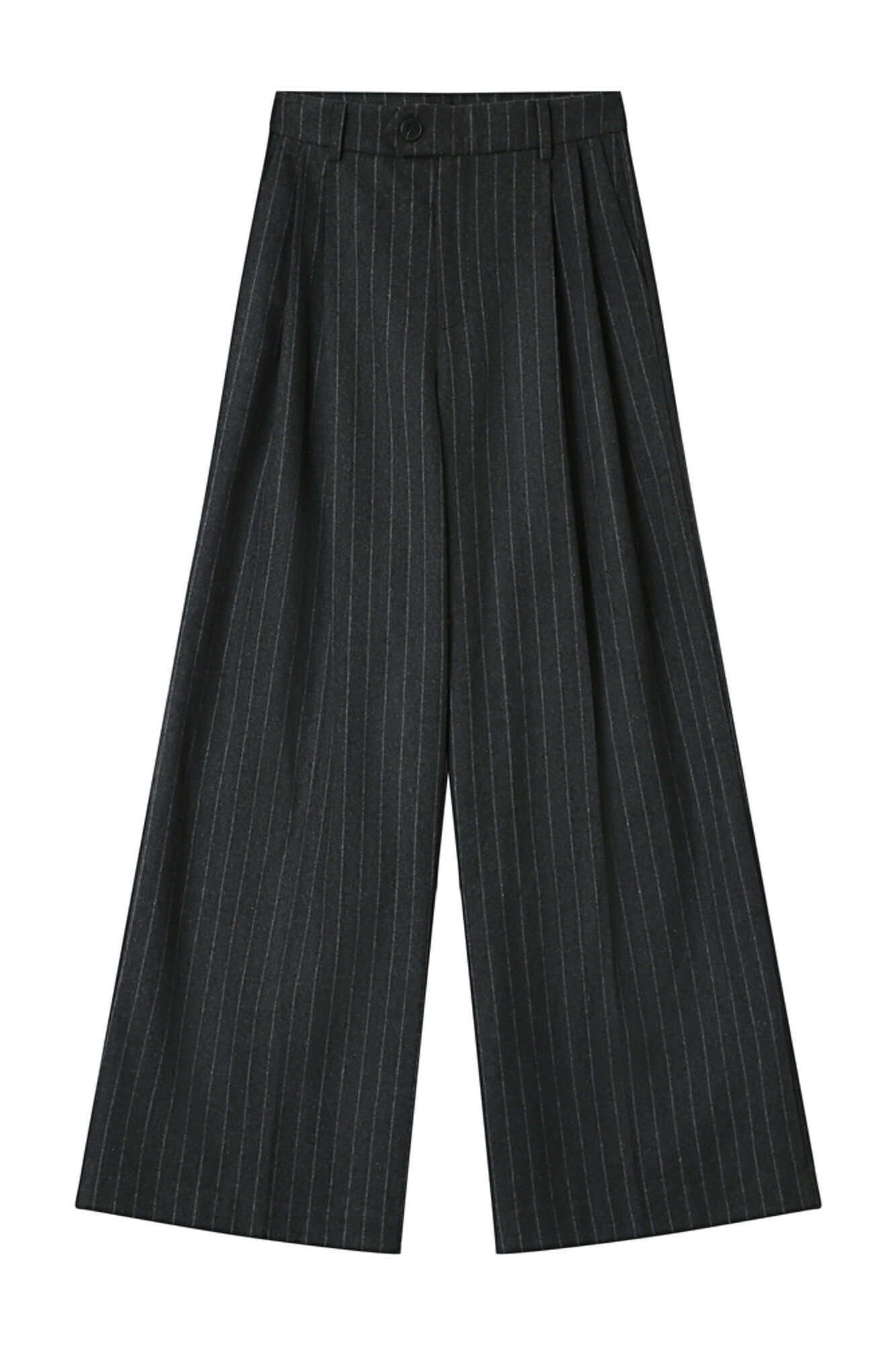 Grace & Mila Cal&ccedil;a de terno de l&atilde; riscas com detalhe plissado Cinzento