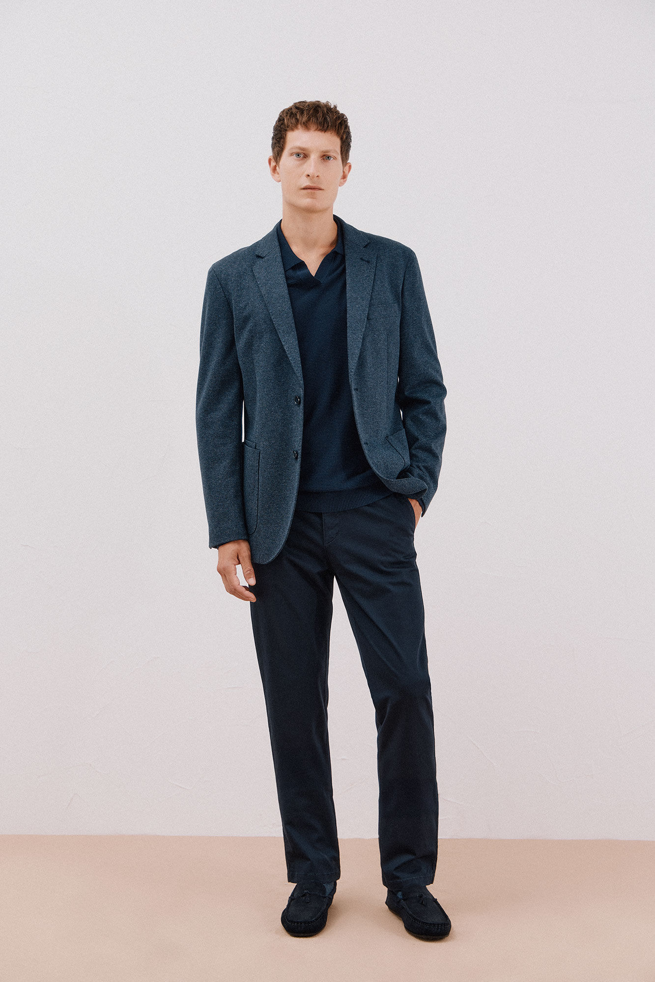 Cortefiel Herringbone jersey-knit blazer