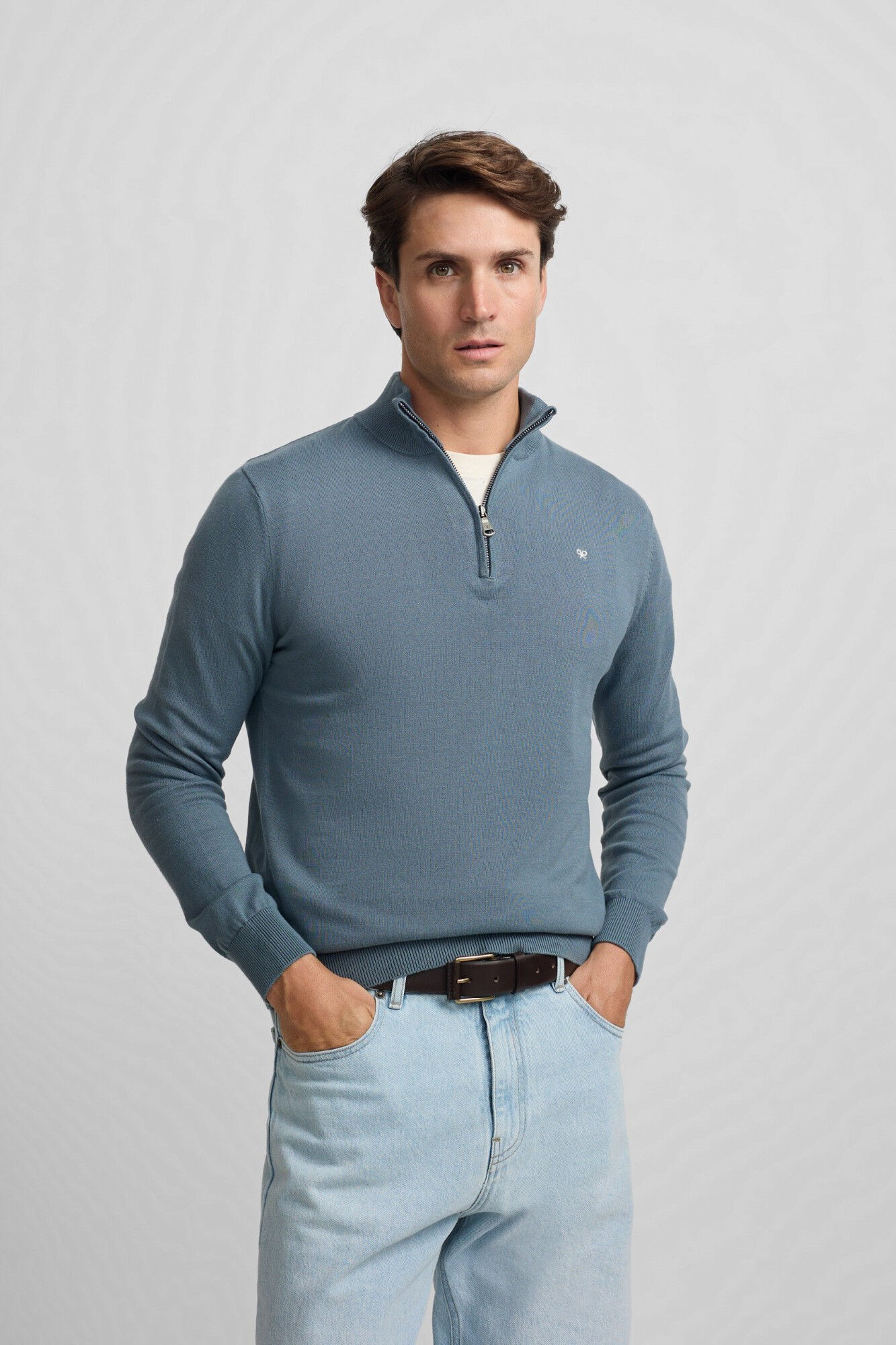 Silbon Jersey liso media cremallera