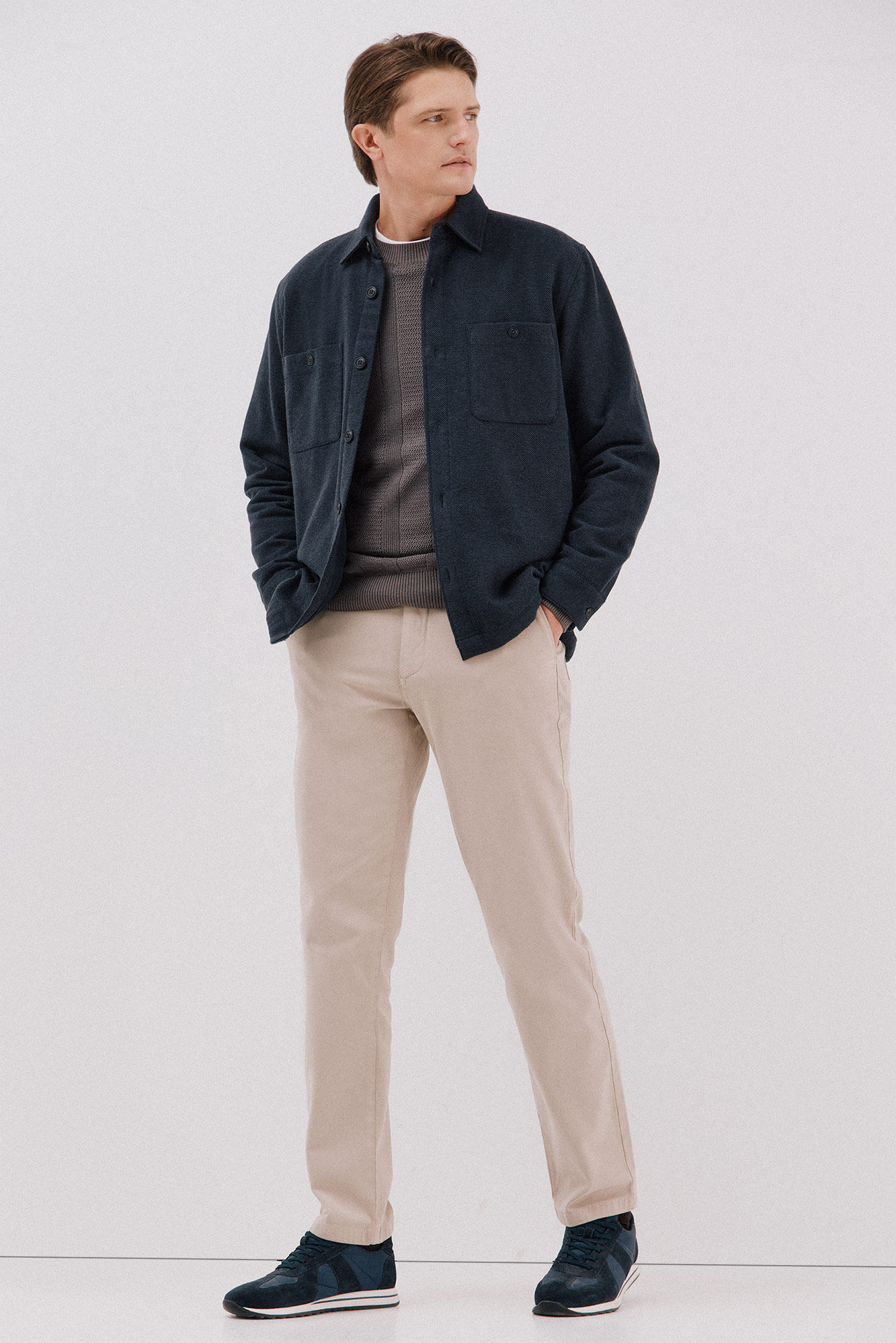 Cortefiel Su&eacute;ter de gola caixa de algod&atilde;o Cinzento