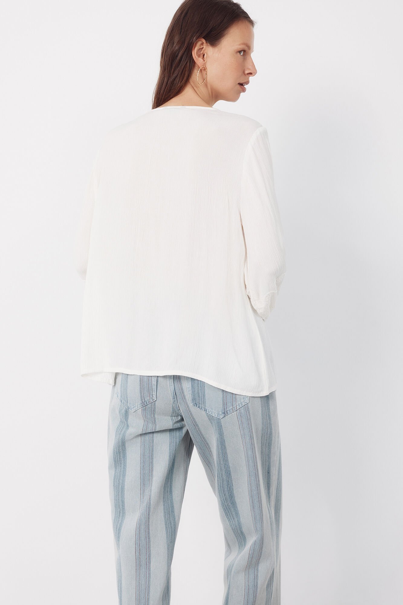 Cortefiel Embroidered blouse Ivory