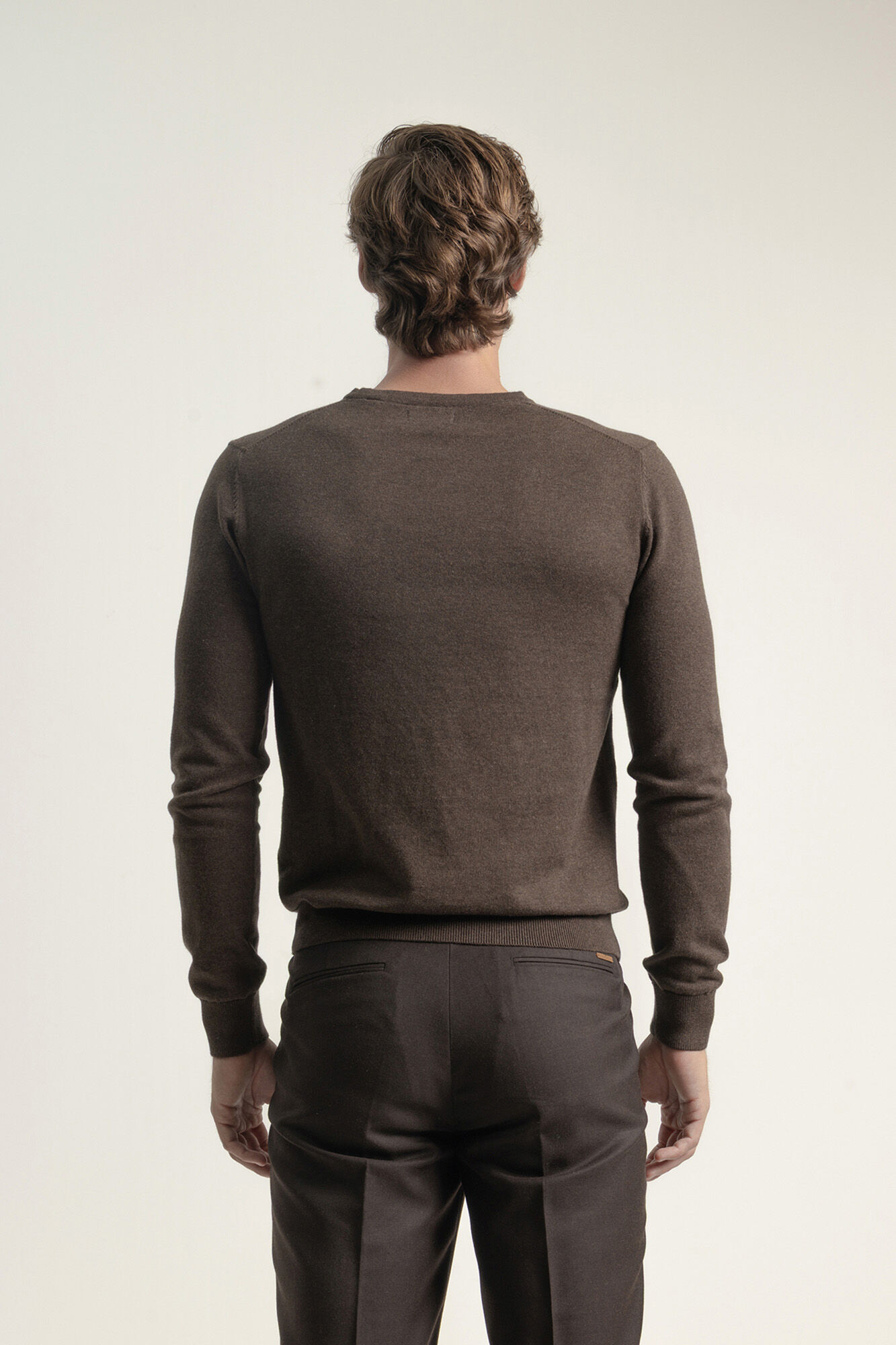 PuroEGO Cotton V-neck jumper Dark brown