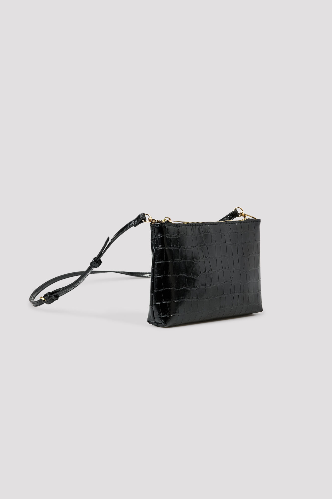Cortefiel Crocodile effect crossbody wallet Black