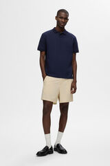 Cortefiel Short sleeve textured polo shirt in 100% organic cotton.  Navy