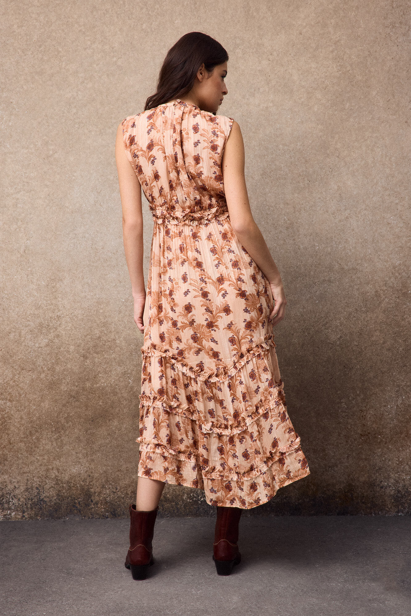 Slowlove Vestido fluido estampado Estampado naranja
