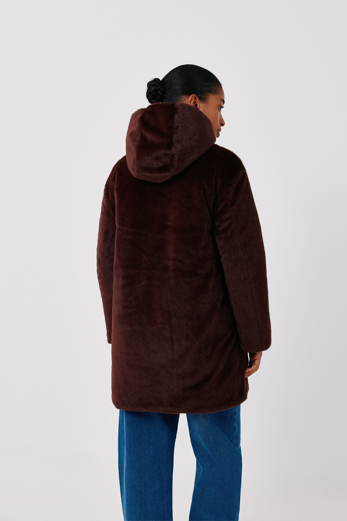 Cortefiel Anorak acolchado reversible efecto pelo Vino