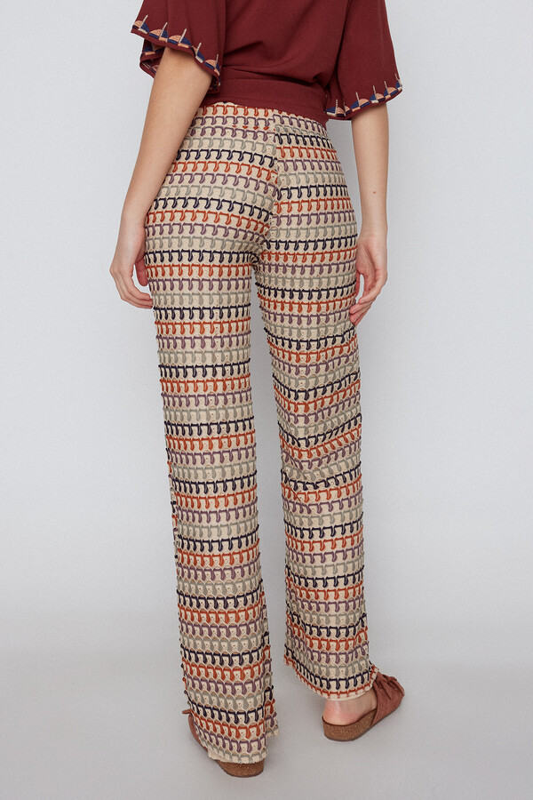 Cortefiel Textured knit trousers Printed brown