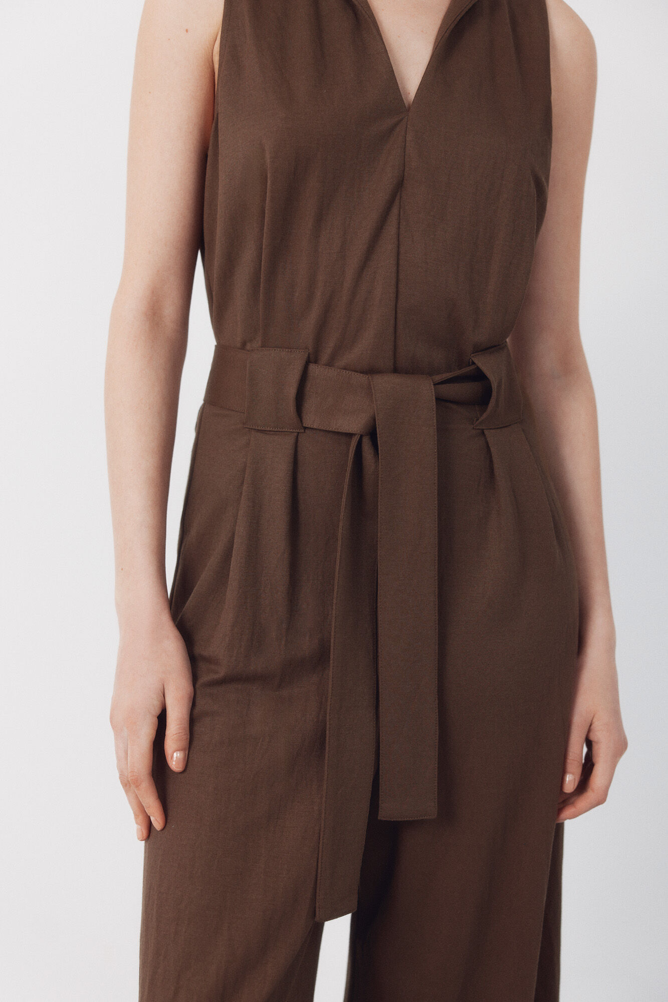 Cortefiel Piqu&eacute; jersey-knit mono Dark brown