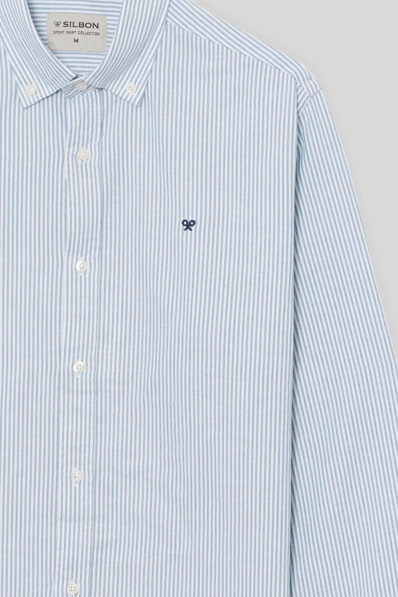 Silbon Camisa sport oxford riscas verde Verde