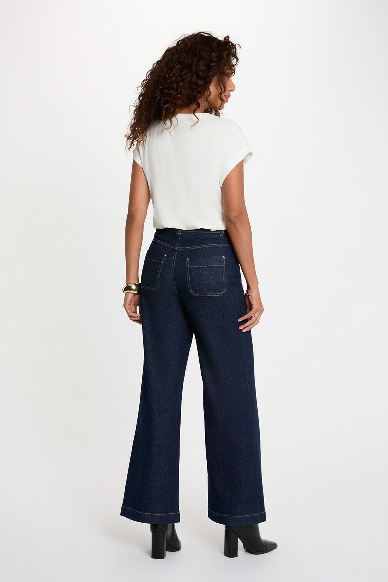 Morgan T-shirt gola em bico manga curta Branco