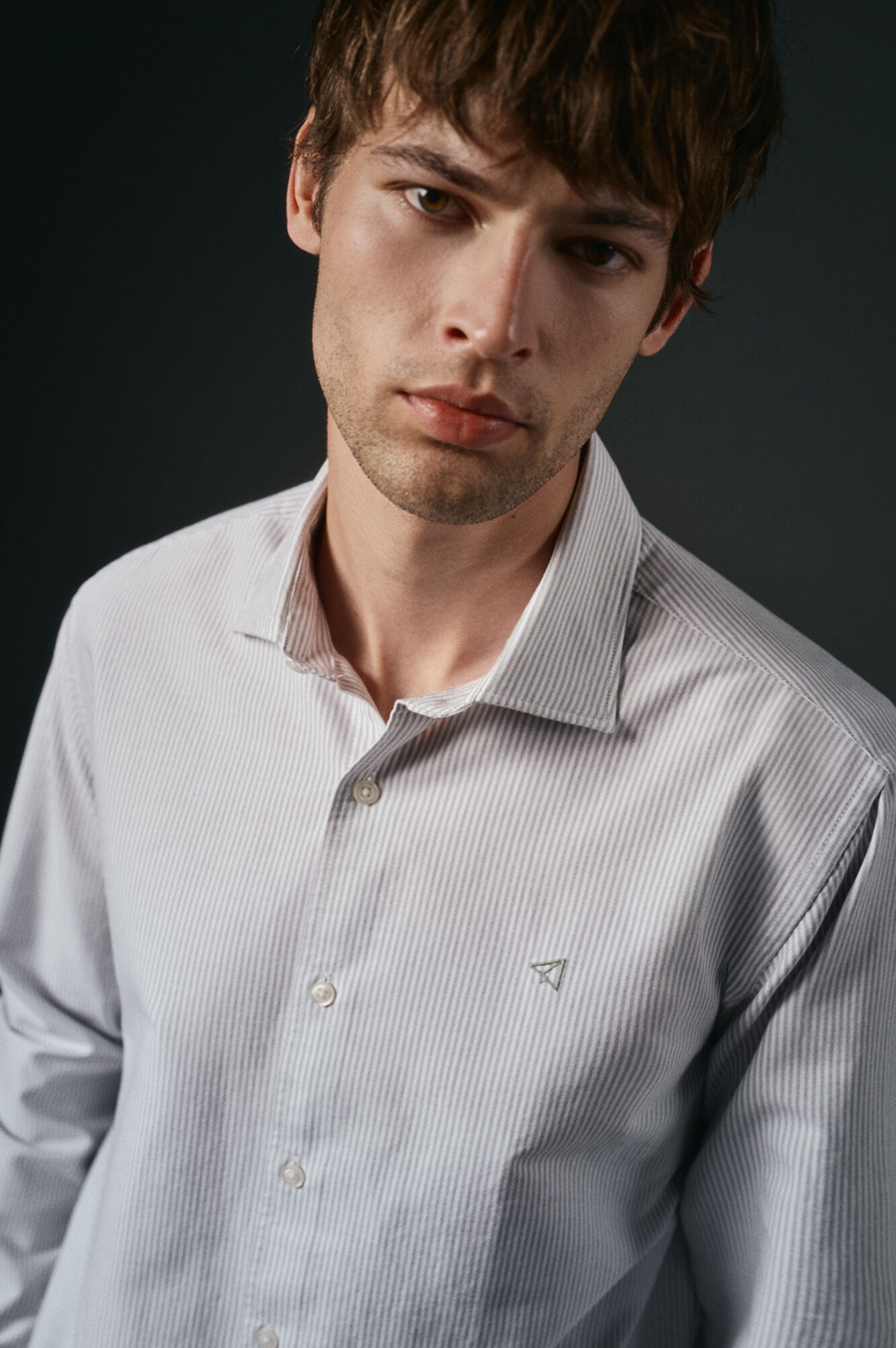 OOTO Camisa oxford riscas Verde