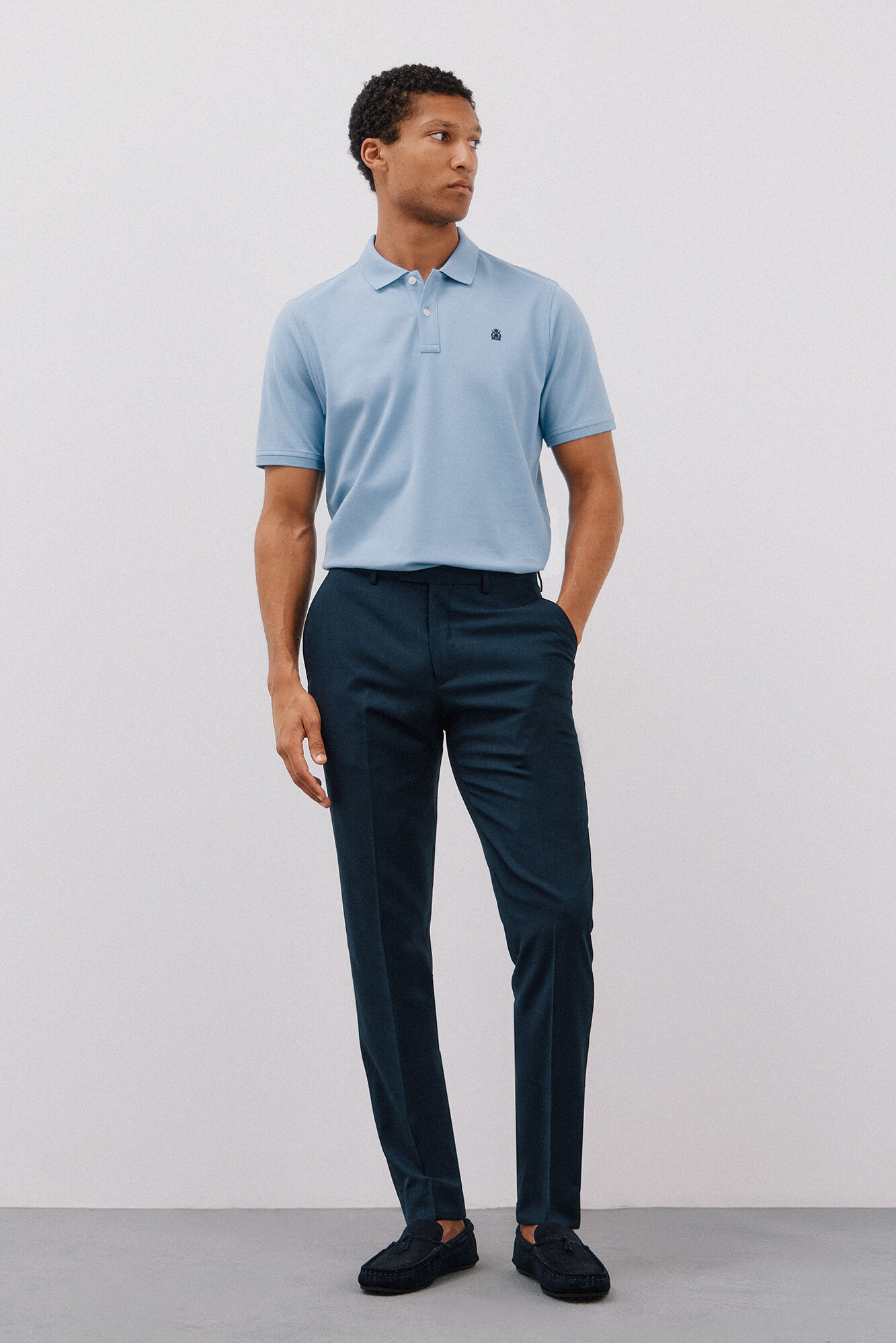 Cortefiel Basic piqu&eacute; polo shirt Blue