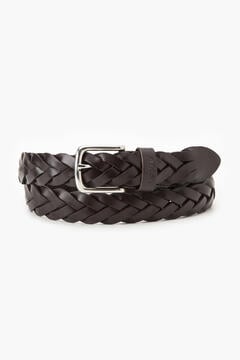Cortefiel Woven leather belt Black