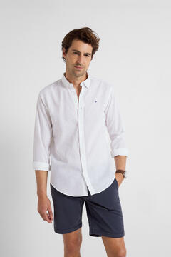 Cortefiel Camisa sport natural linen branca Branco