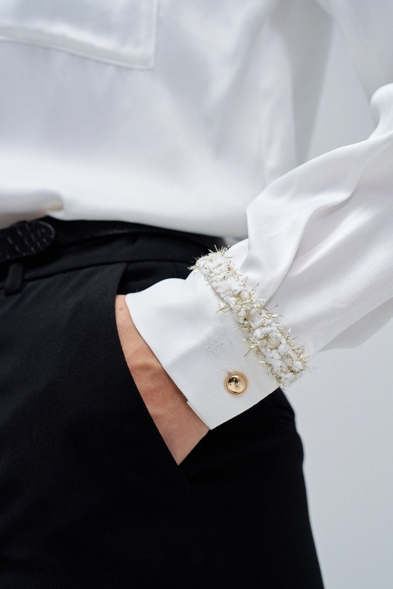 Salsa Jeans Camisa de cetim tweed Branco