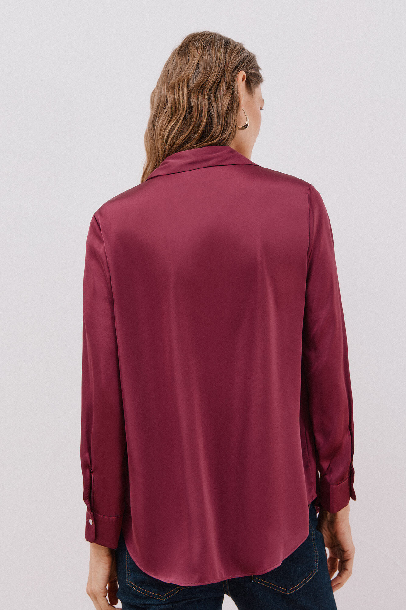 Cortefiel Satin-finish shirt Purple