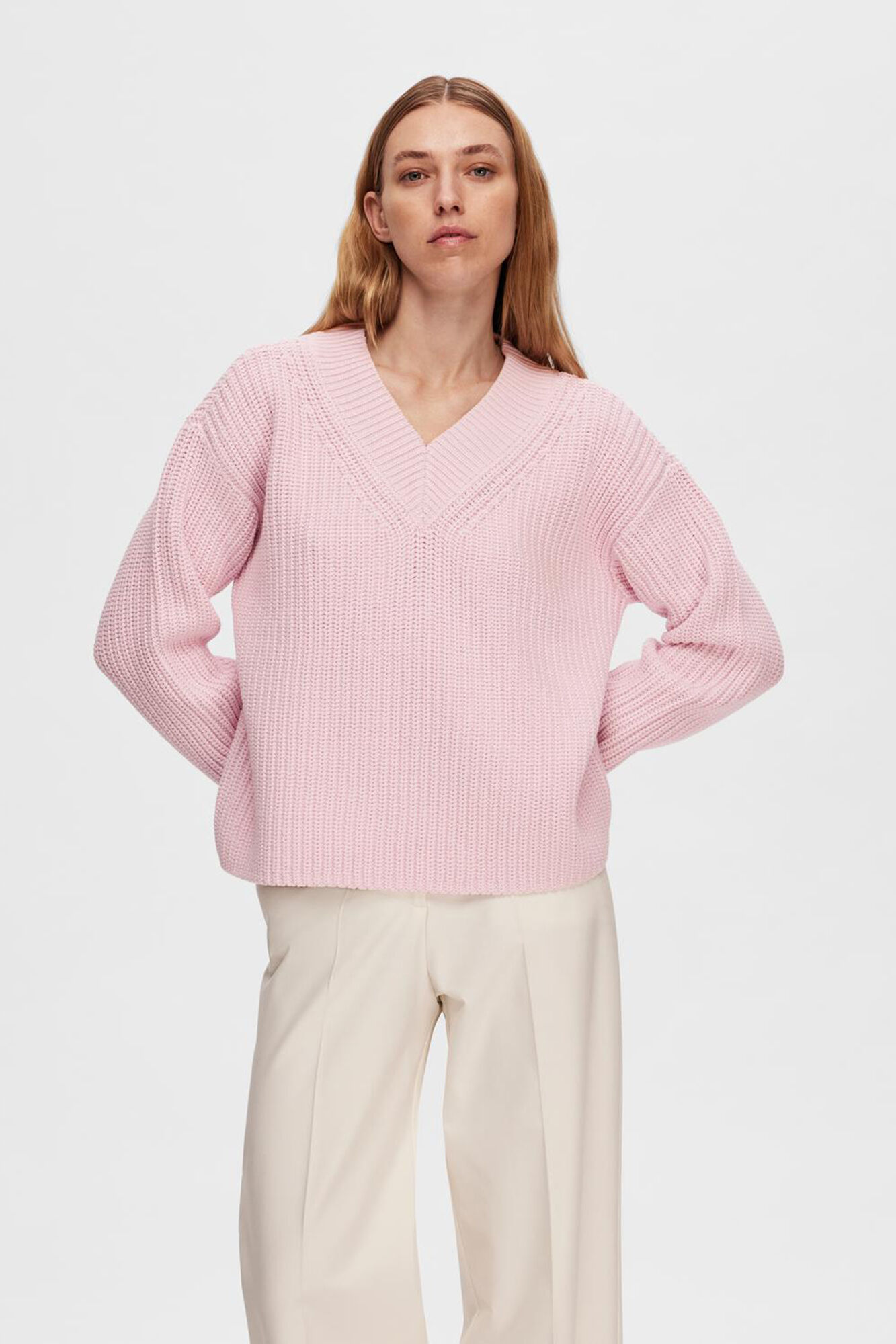 Selected Femme Jersey con cuello de pico de algod&oacute;n Lila