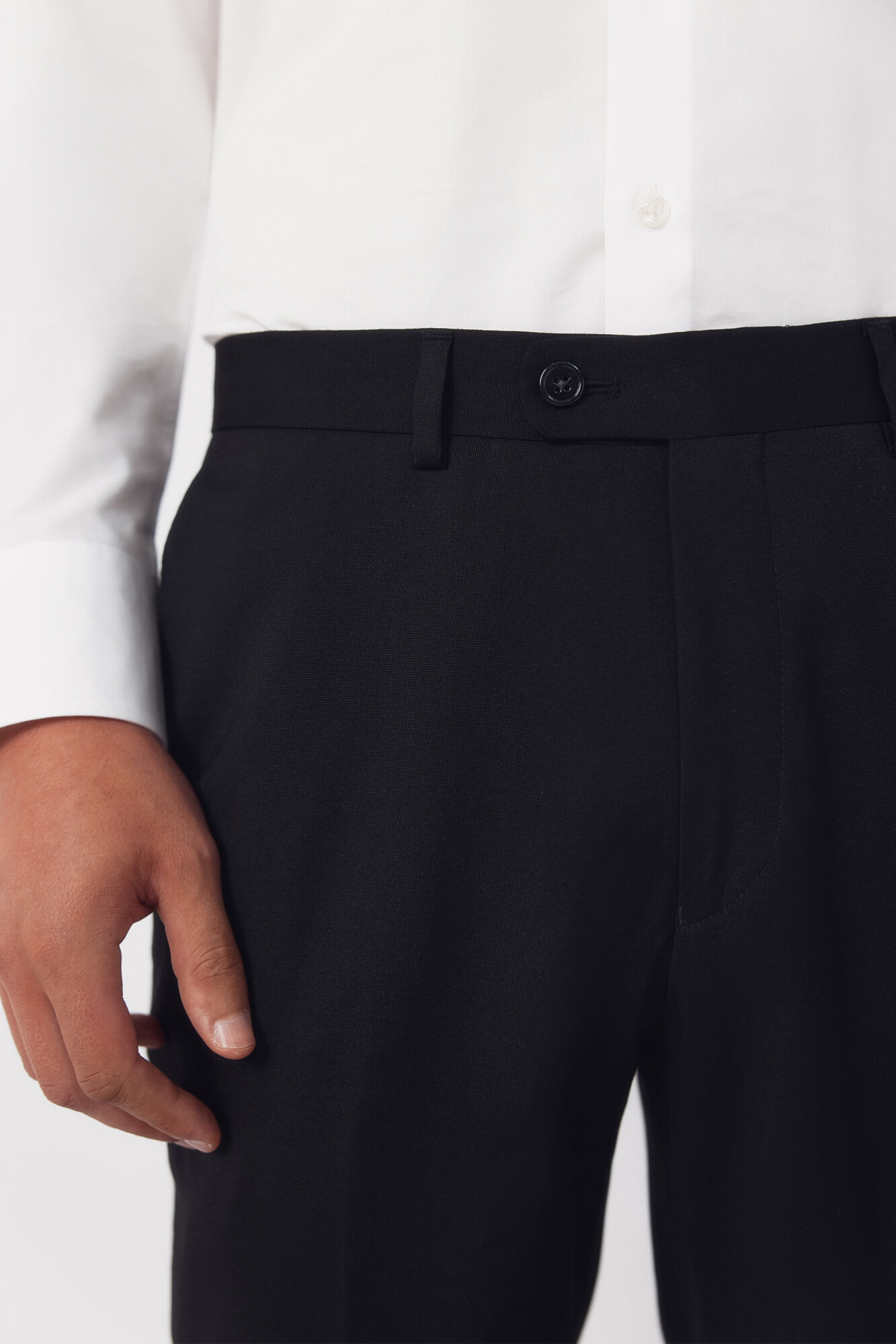 Cortefiel Black structured trousers Serie XXI Black