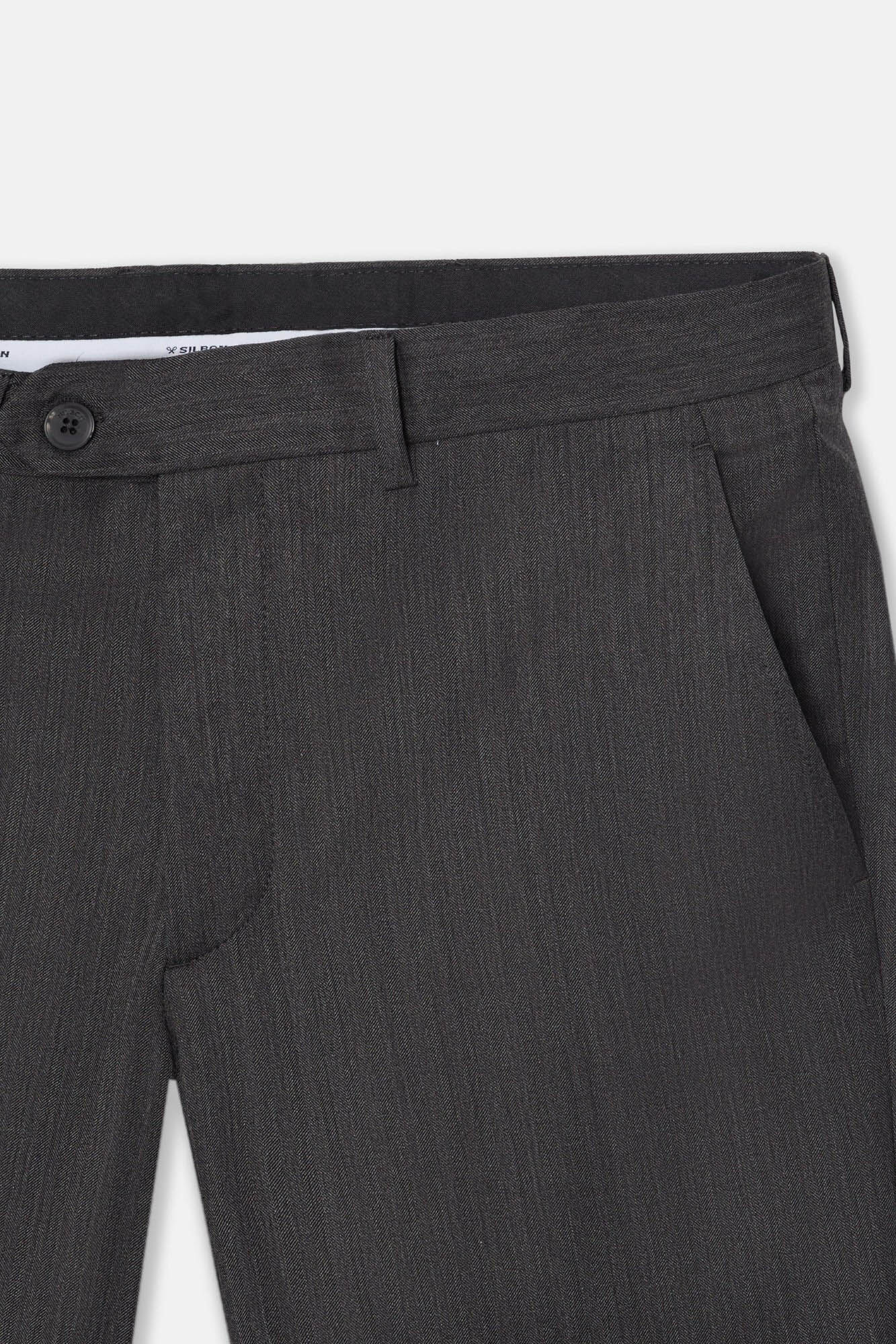 Silbon Cal&ccedil;a cl&aacute;ssicas de terno em espinha de espiga Cinzento