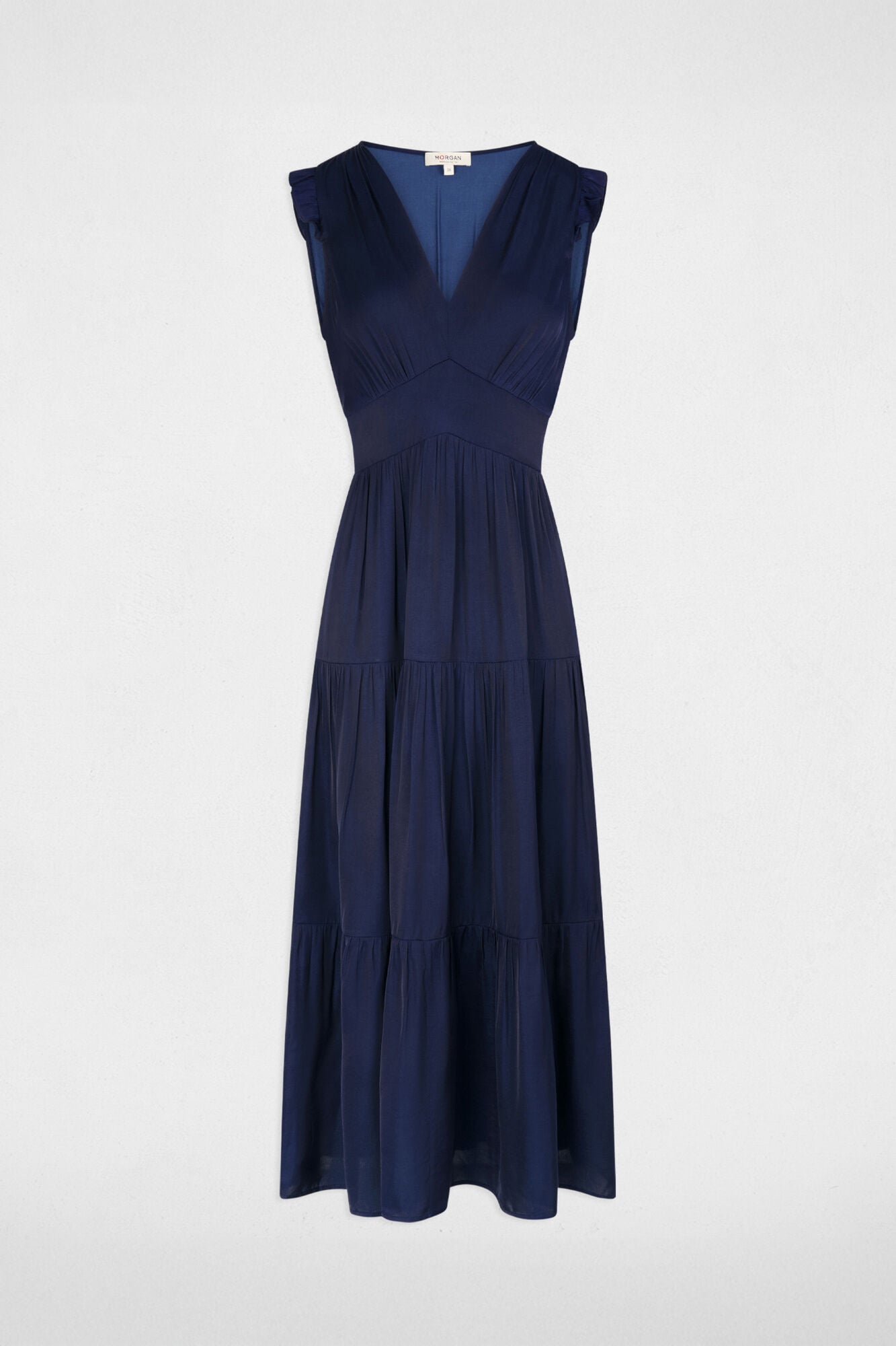 Morgan Vestido comprido com decote em V Azul