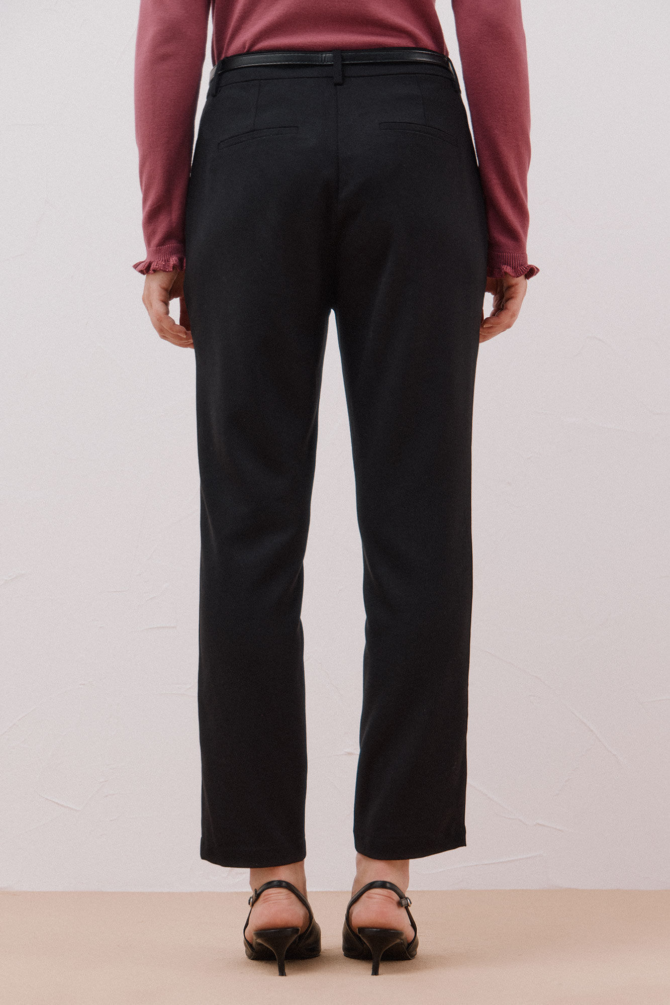 Cortefiel Pantal&oacute;n de vestir con cintur&oacute;n Negro