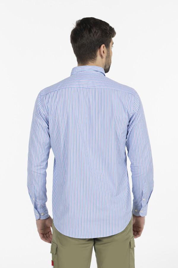 Cortefiel Camisa rayas combinadas popelín Estampado azul