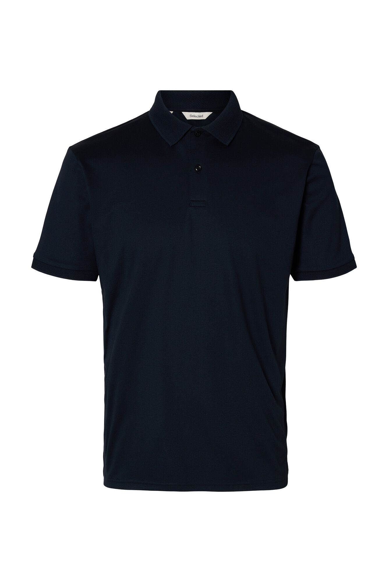 Selected Piqu&eacute; basic polo shirt Navy