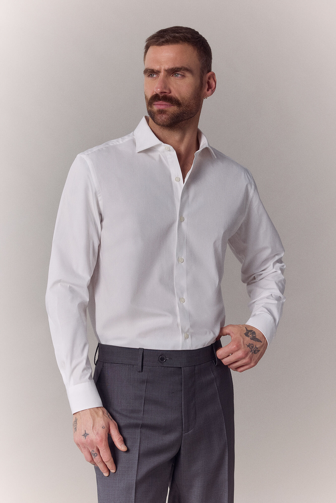 OOTO Camisa lisa popel&iacute;n manga larga