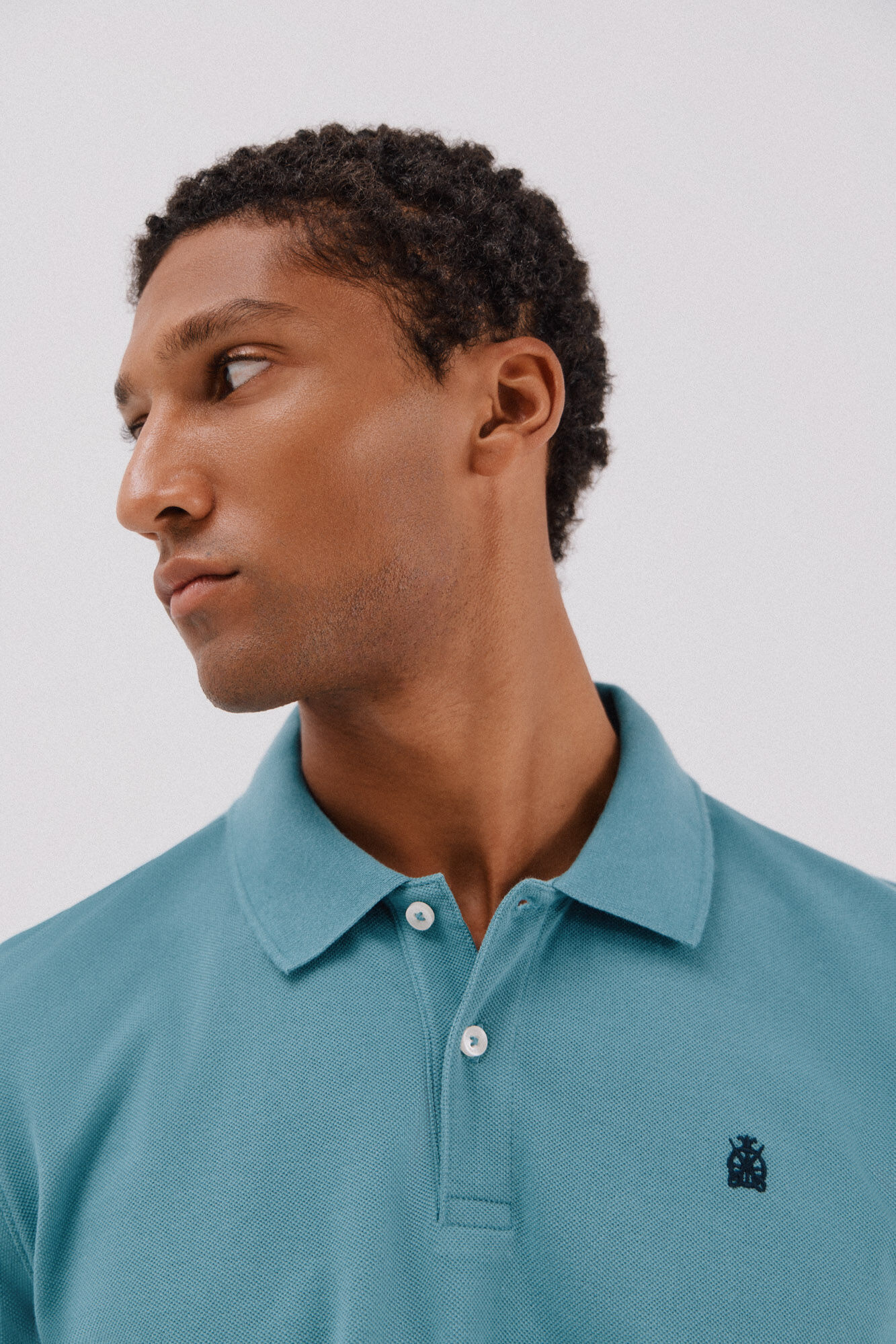 Cortefiel Essential long-sleeved polo shirt Blue