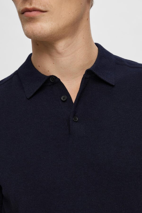 Cortefiel Short-sleeved polo shirt in 100% cotton jersey-knit Navy