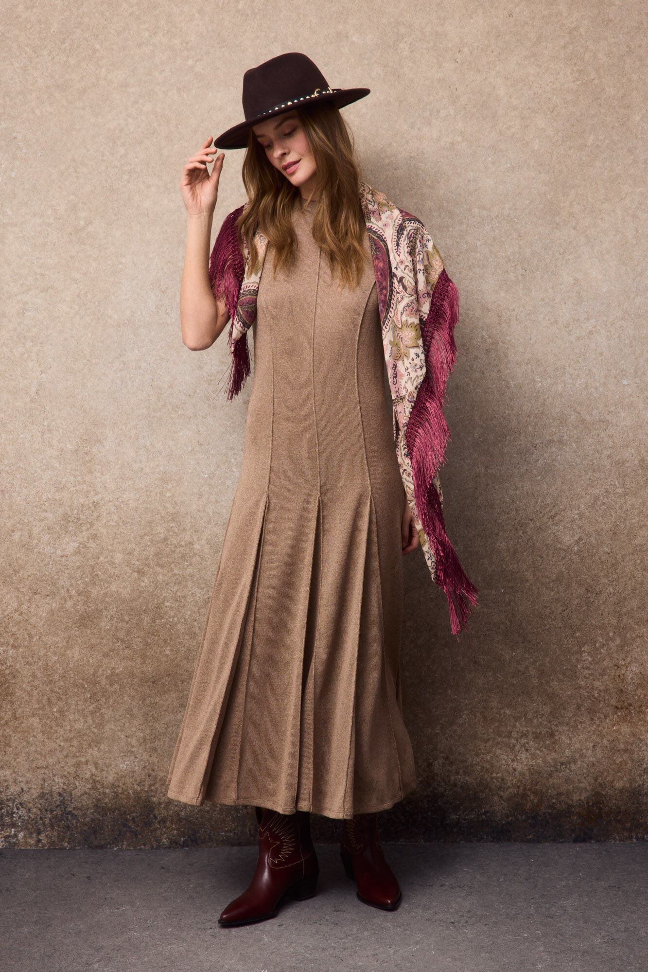 Slowlove Vestido em algod&atilde;o melange Tostado