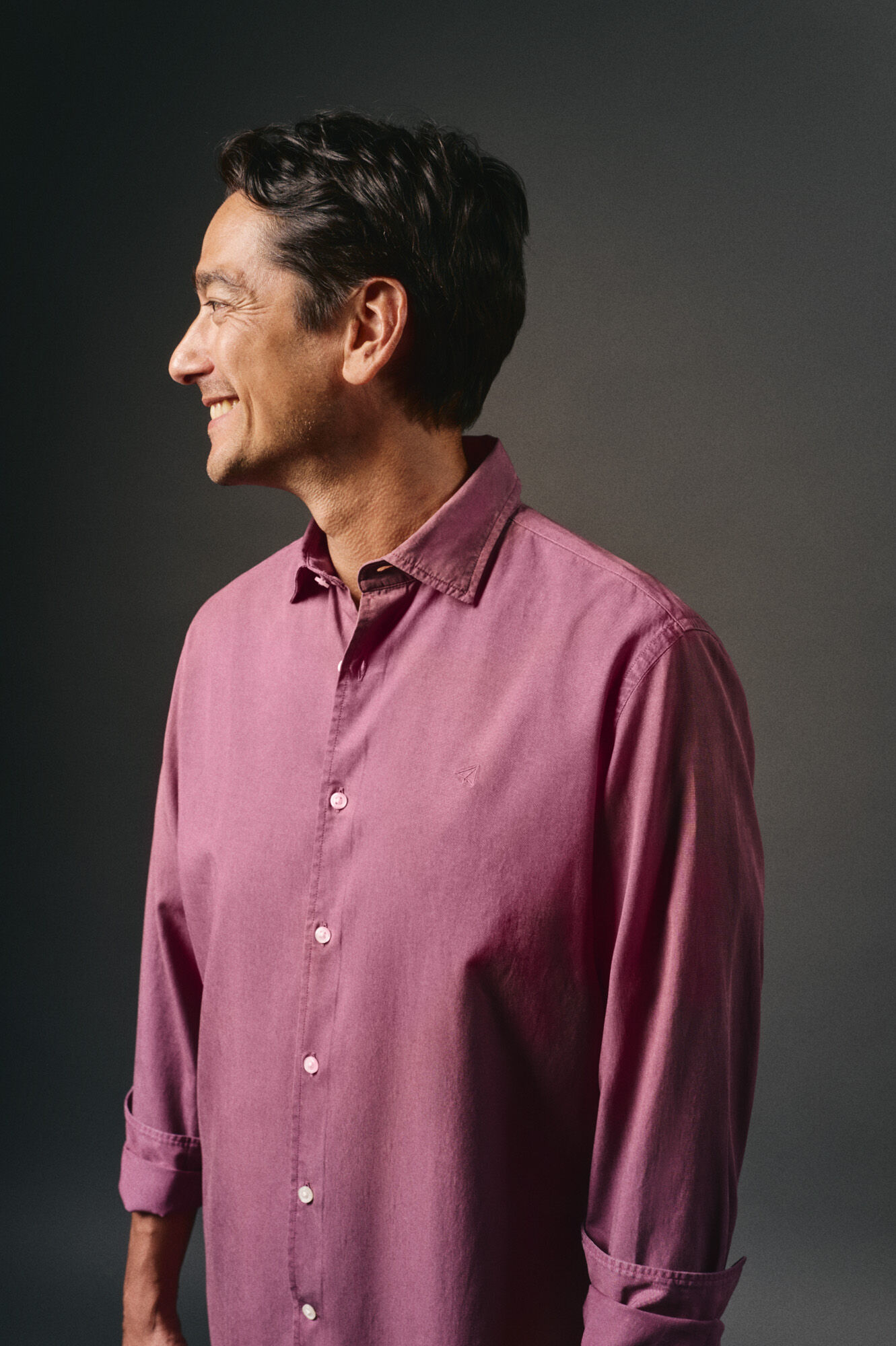 OOTO Camisa liso de algod&atilde;o tencel sarja