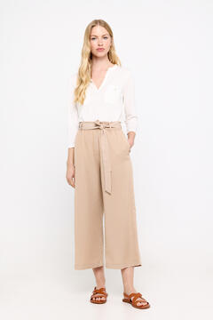 Cortefiel Fluid palazzo trousers Brown