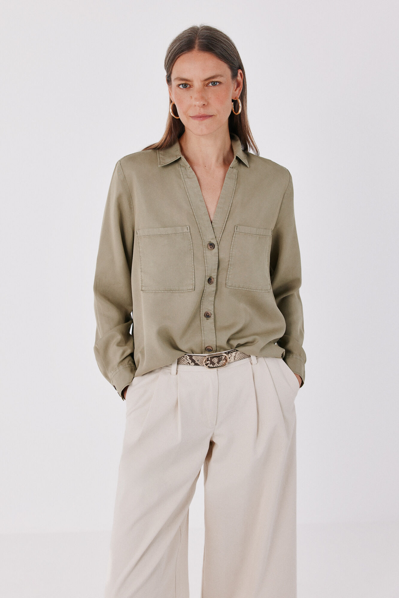 Cortefiel Camisa de ganga Tencel