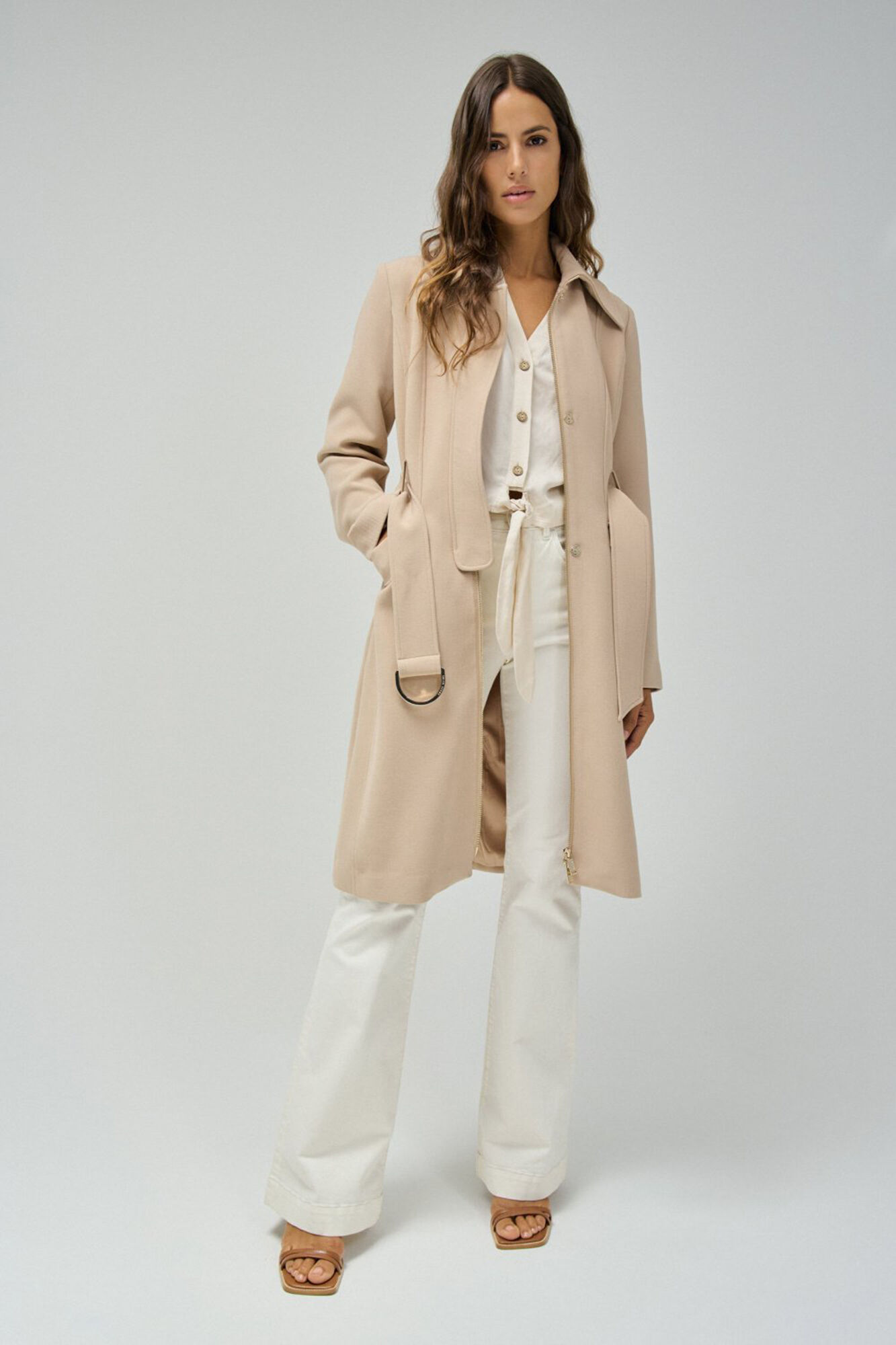 Salsa Jeans Gabardina de botonadura simple Beige