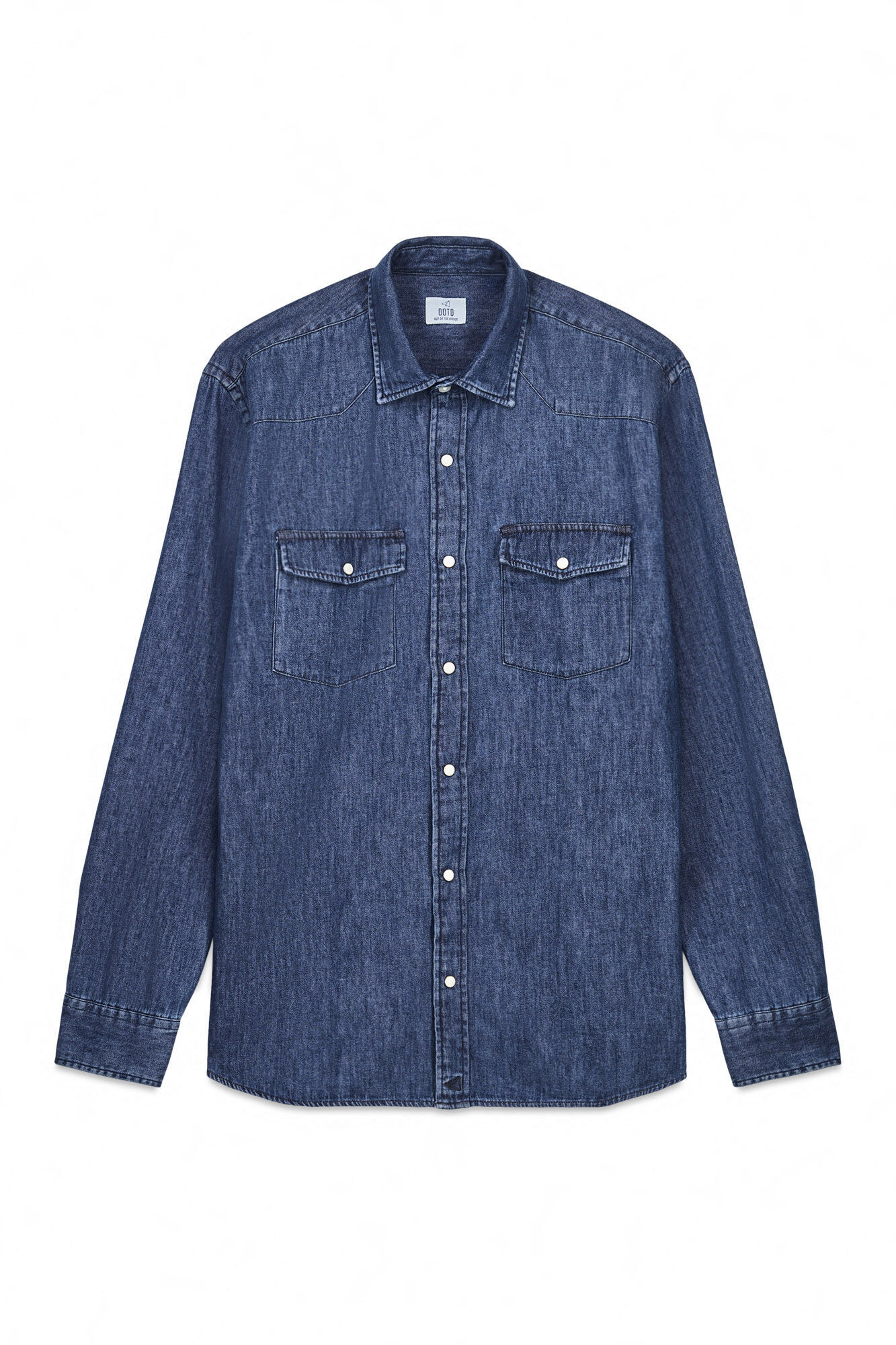 OOTO Camisa jeans com bolsos Azul