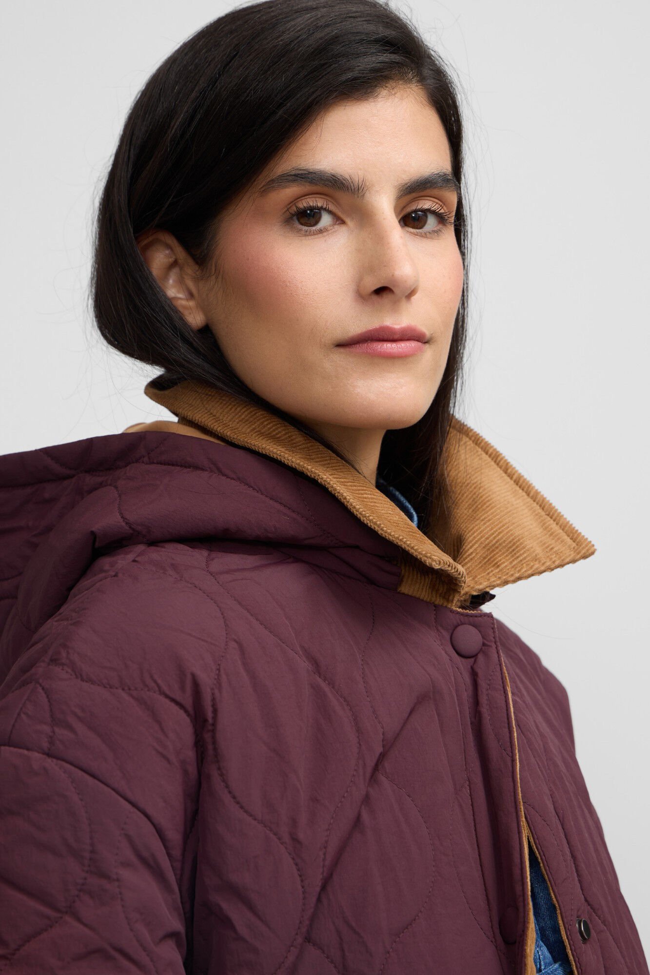 Silbon Parka longa acolchoada com detalhes de veludo cotel&ecirc;