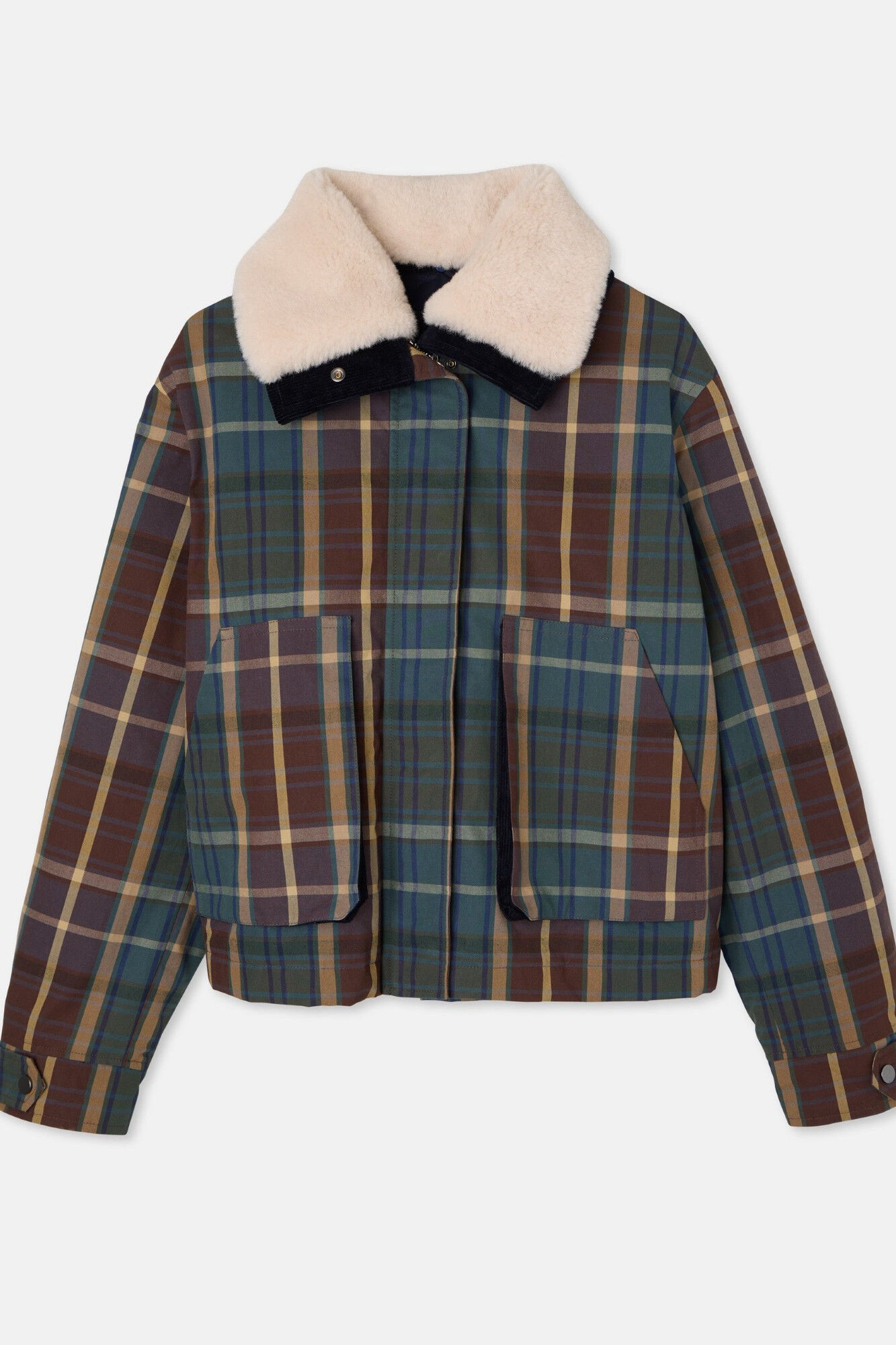 Silbon Blus&atilde;o de borrego xadrez encerada Verde