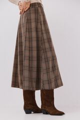 Cortefiel Plaid midi cape skirt Nude