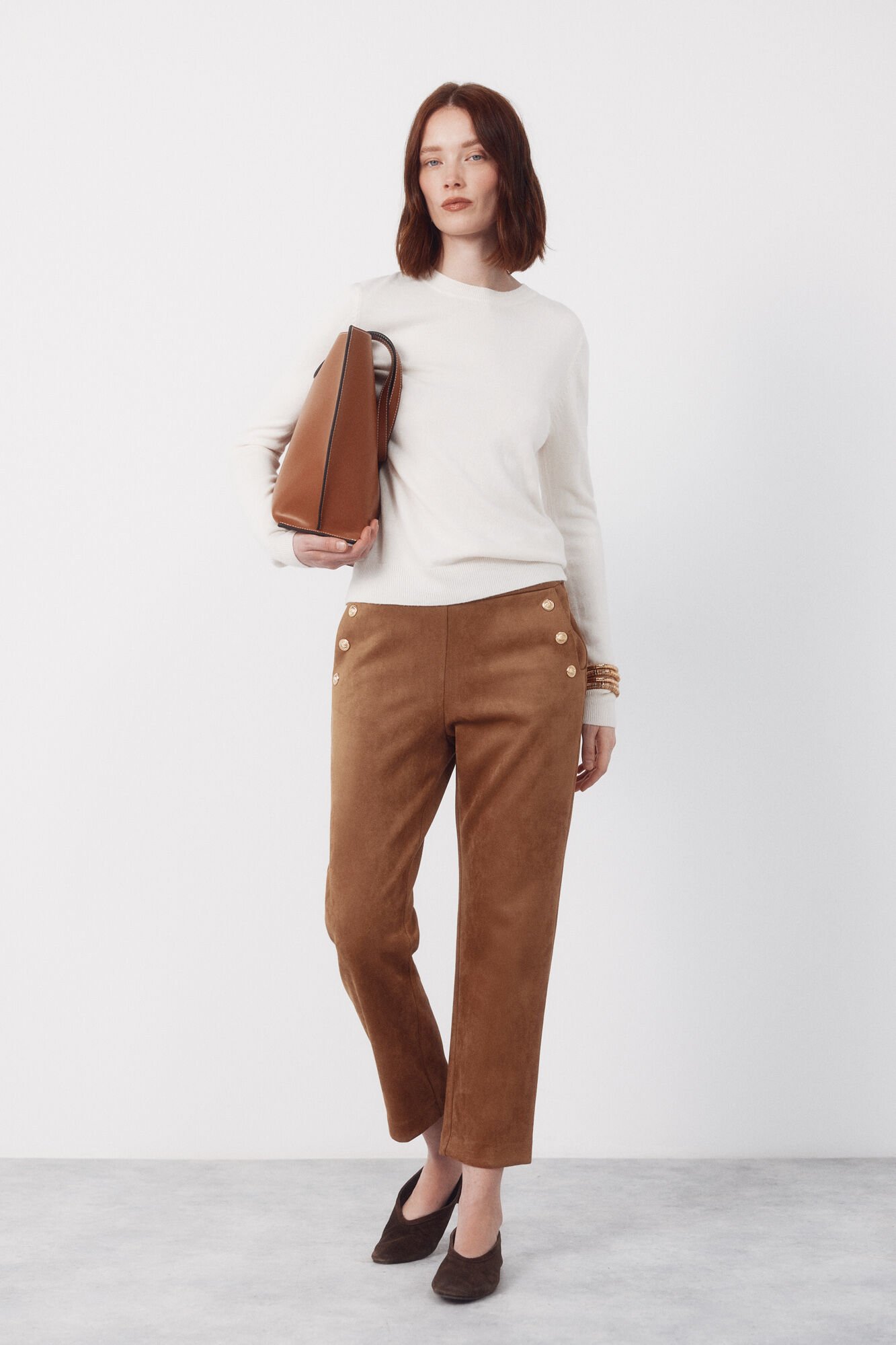 Cortefiel Suede buttons -up trousers