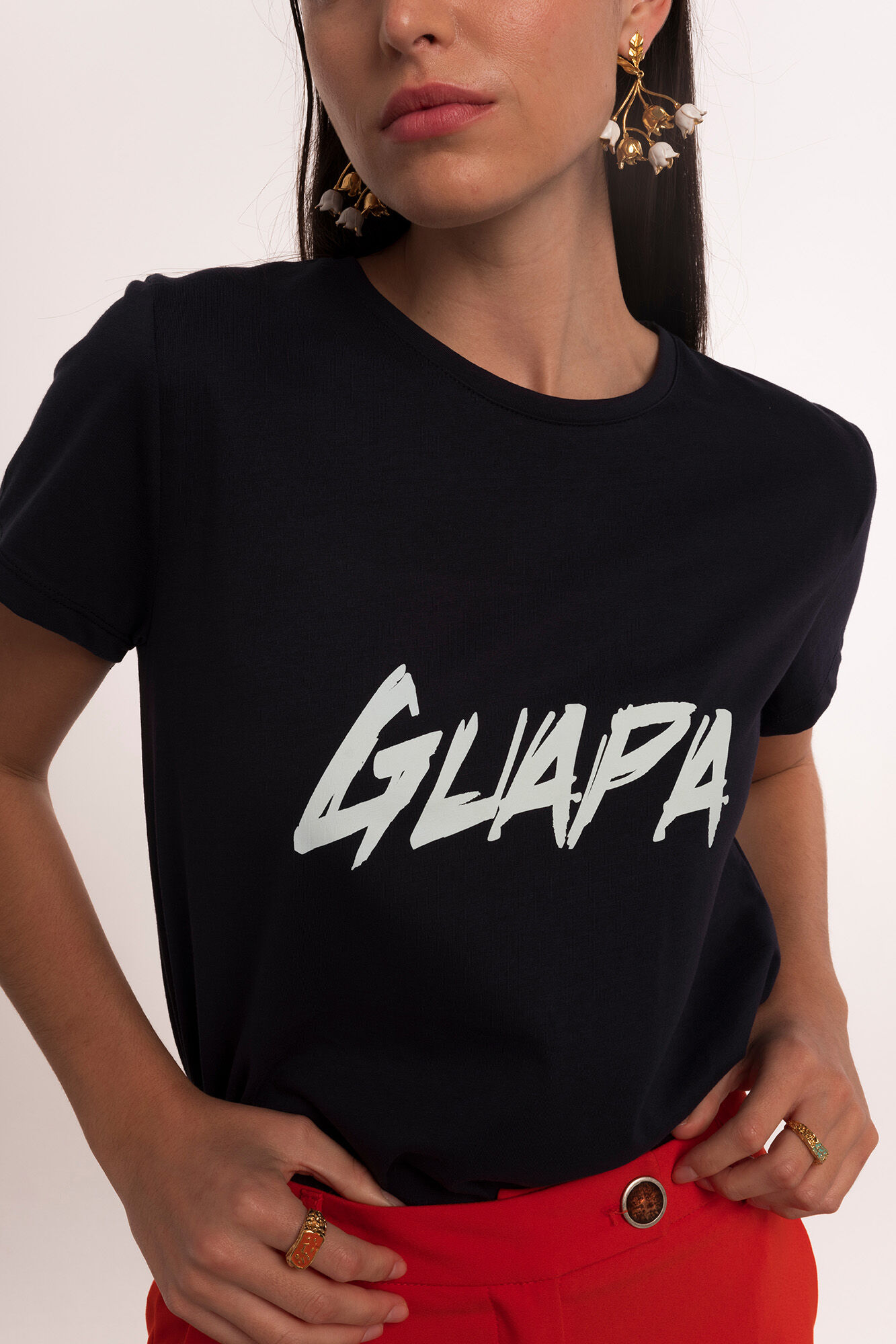 Dolores Promesas Short-sleeved 'Guapa' (Beautiful) T-shirt Navy