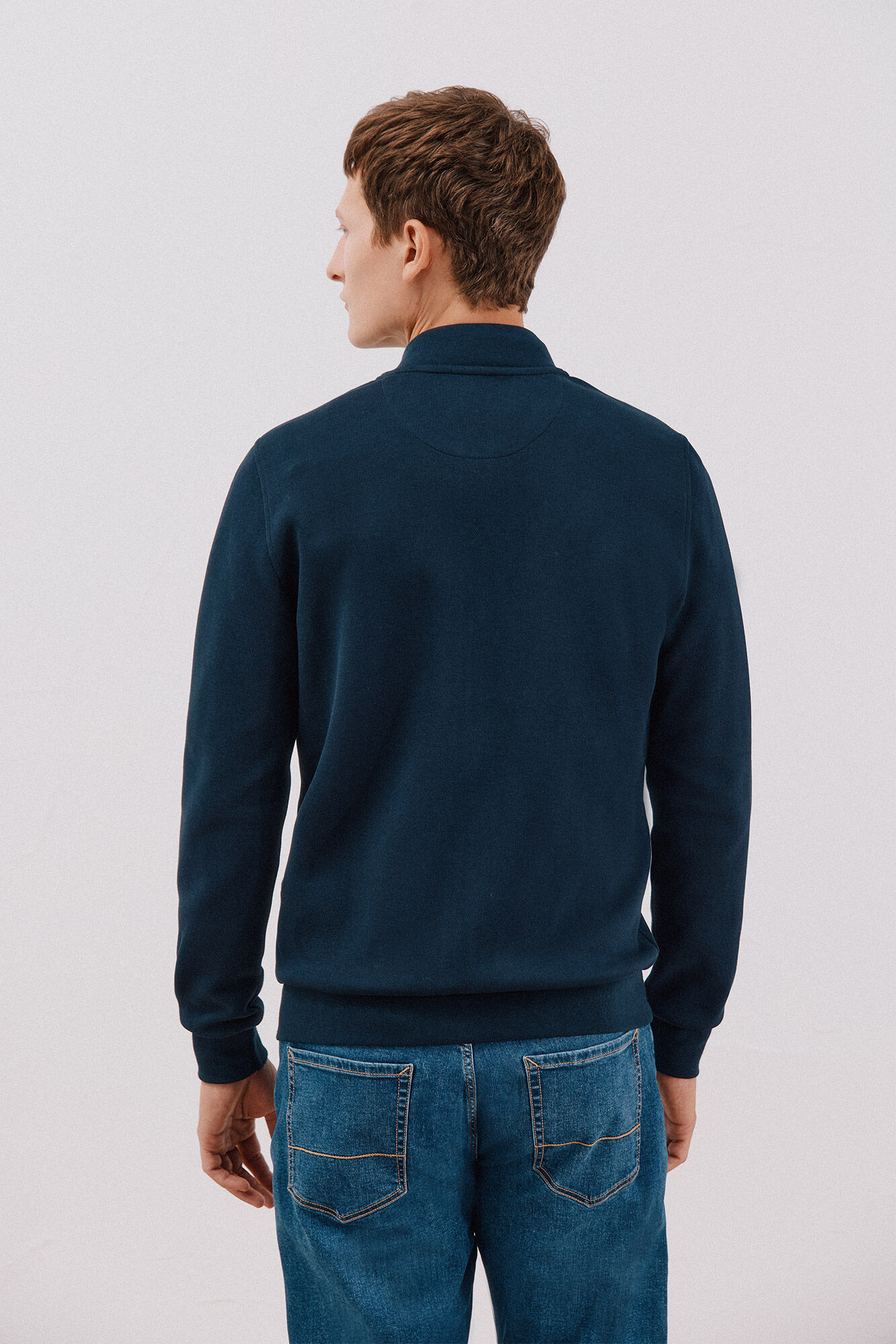 Cortefiel Bomber collar cardigan Navy