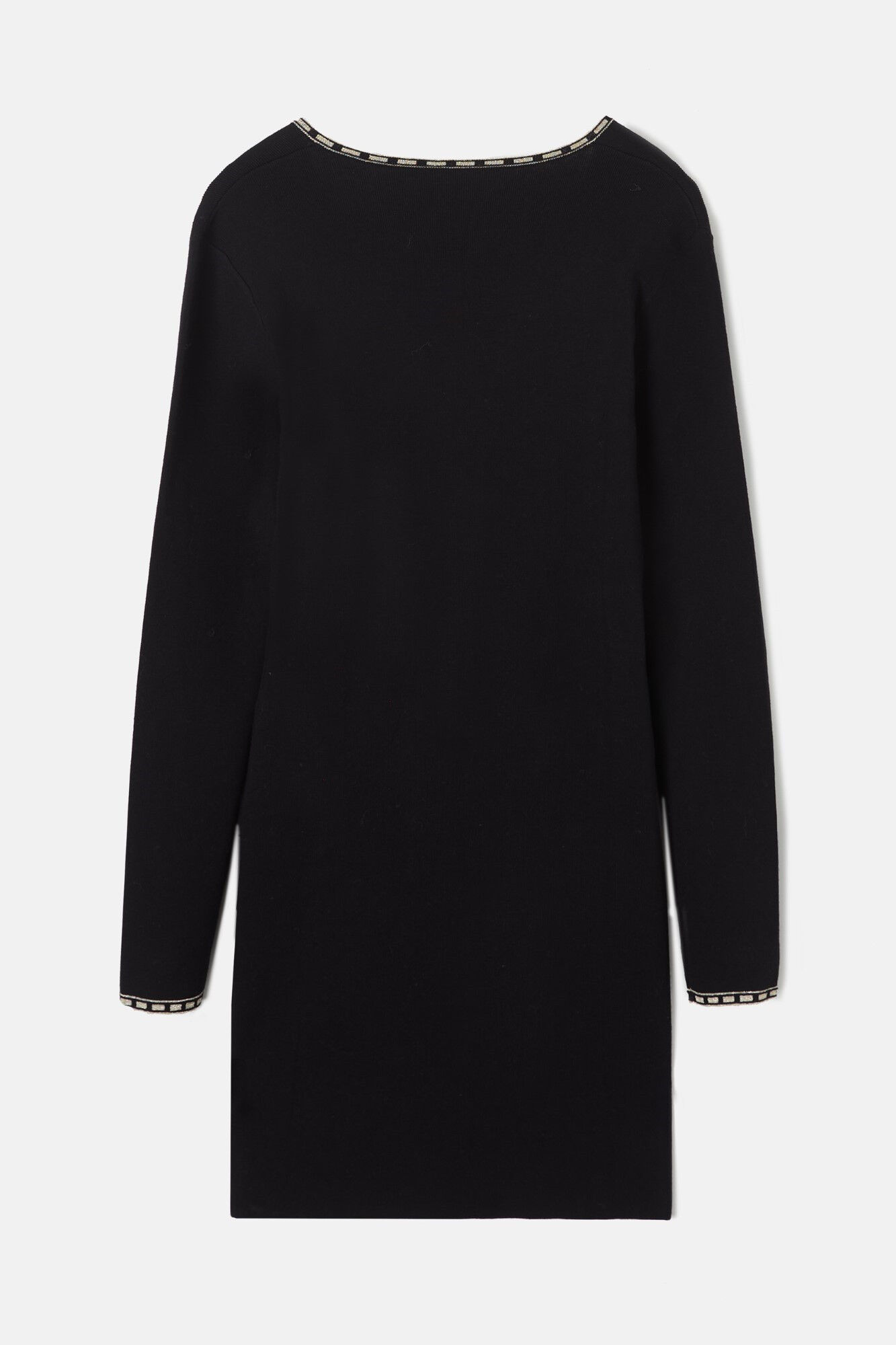 Silbon Vestido midi de malha com decote Preto