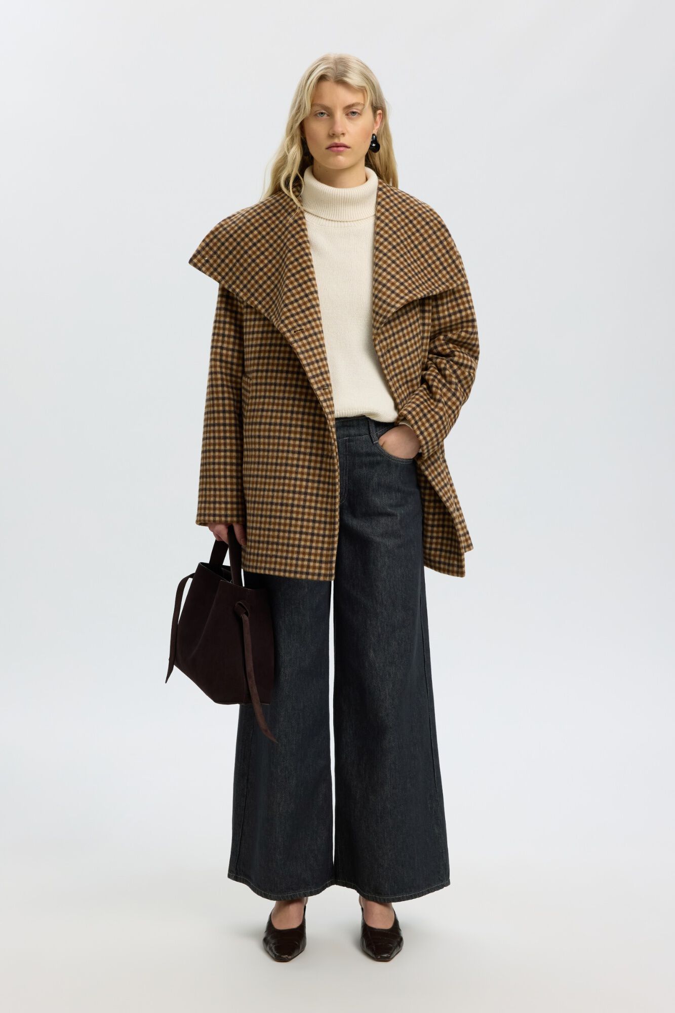 Selected Jeans Wide Leg Cinzento