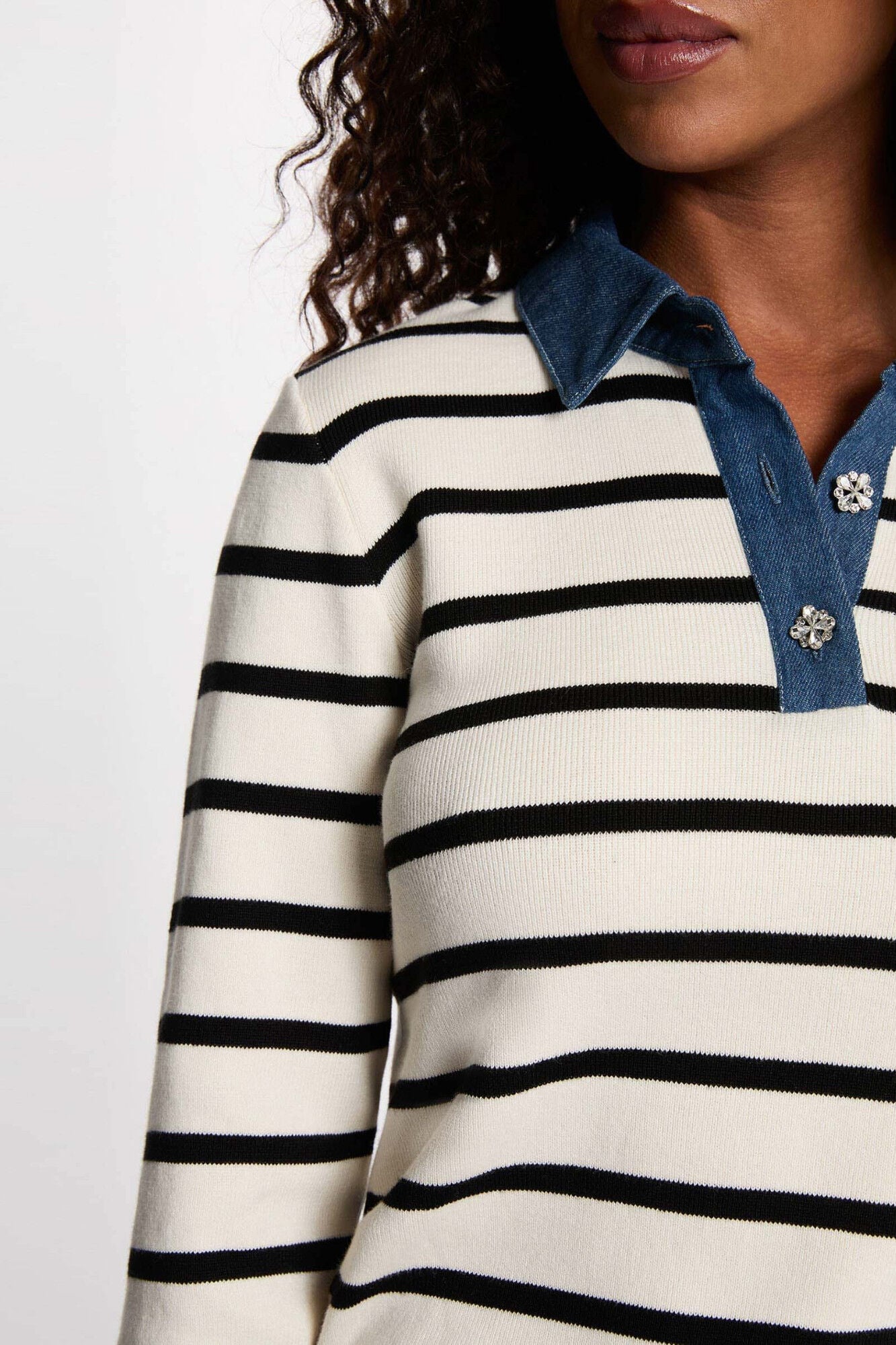 Morgan Camisola de riscas com gola alta