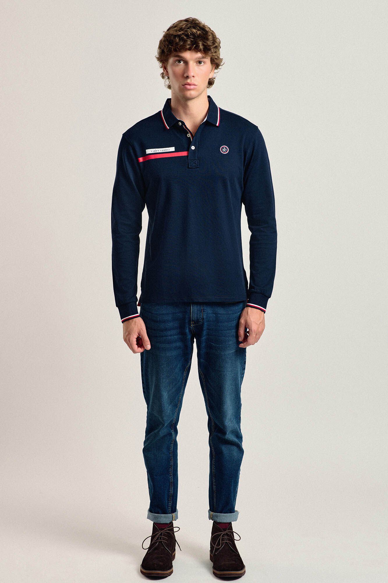 Valecuatro Polo Valecuatro masculino modelo bandeira azul marinho Azul