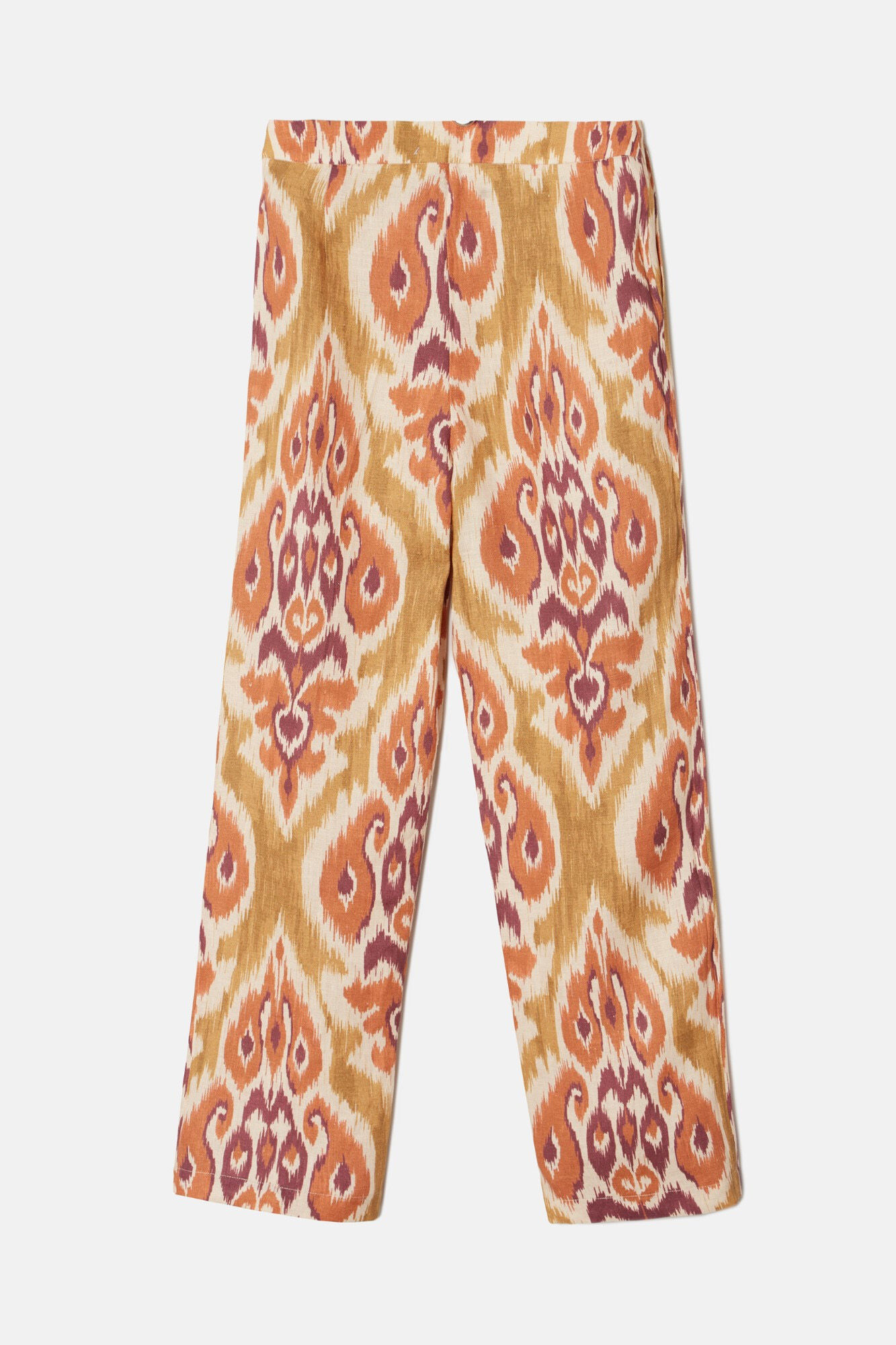 Silbon Ikat-print linen trousers Printed beige